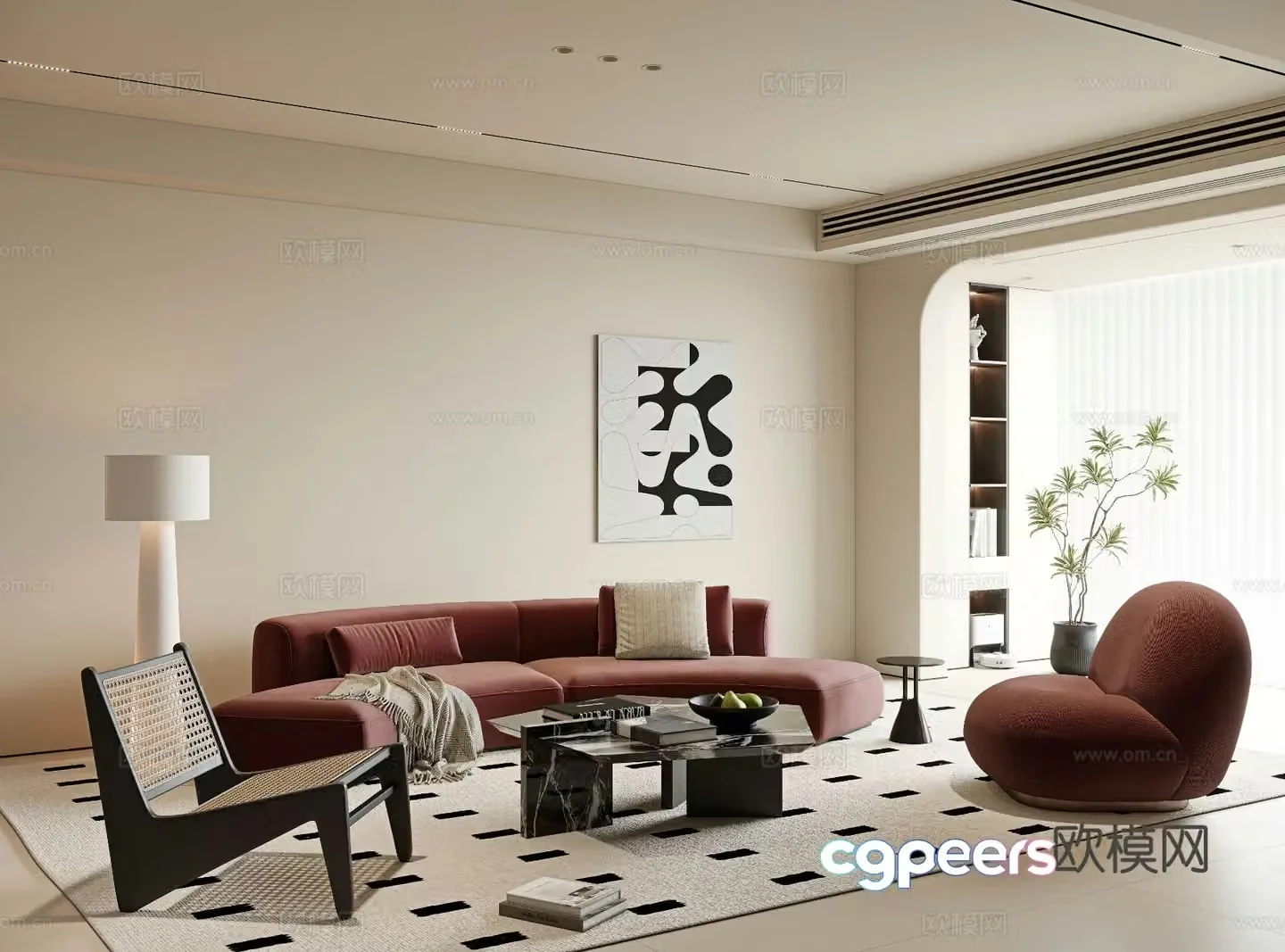 Cream style living room 3d model