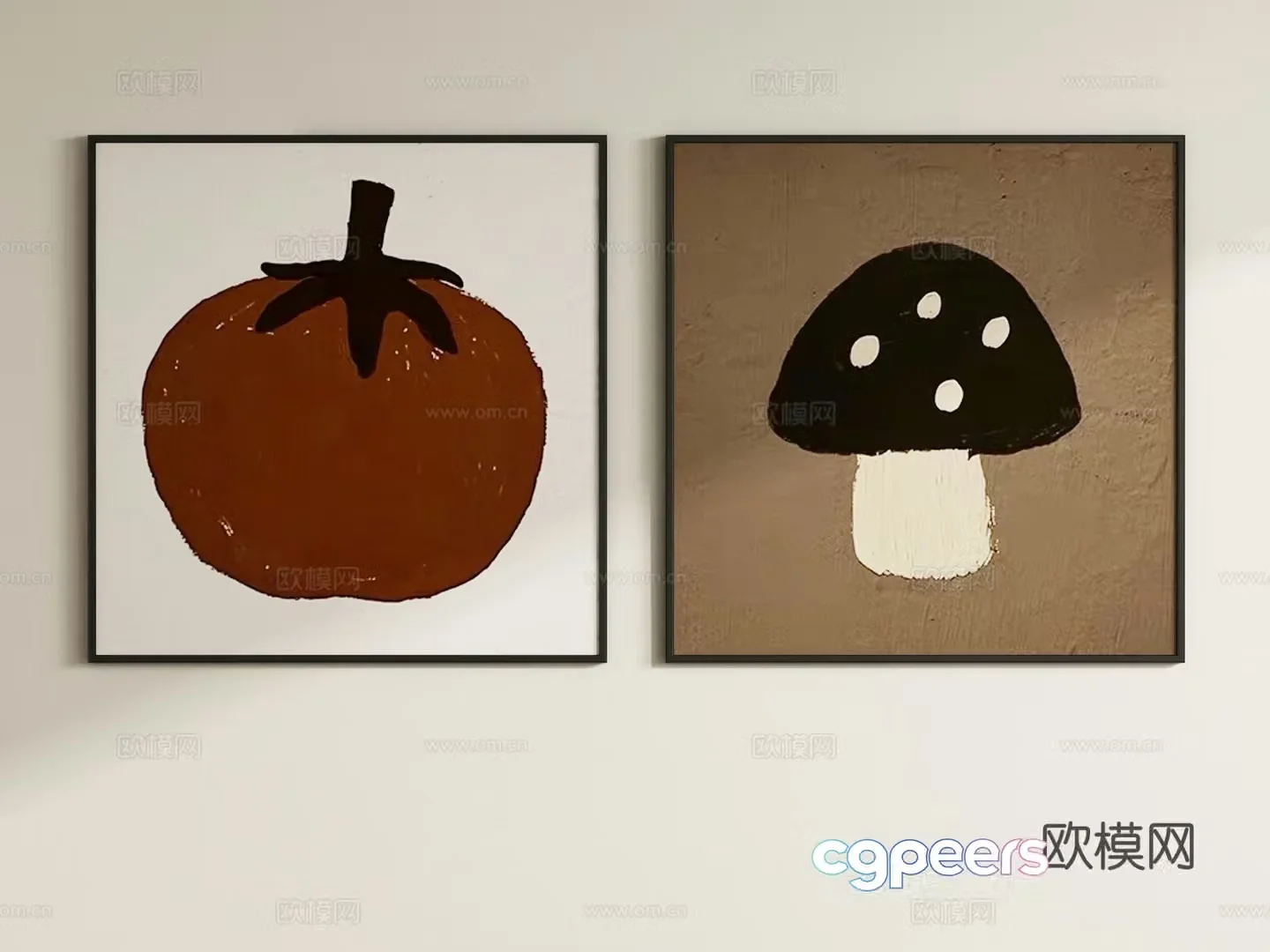 Middle-aged decorative paintings hanging paintings 3D model