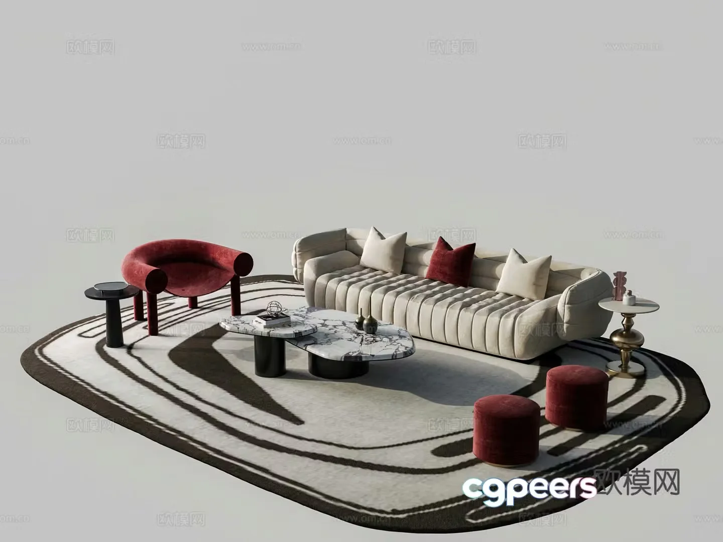 Modern sectional sofa 3d model