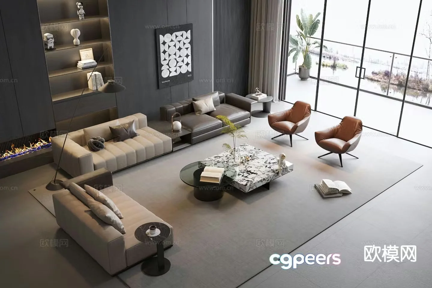 Italian sectional sofa 3d model