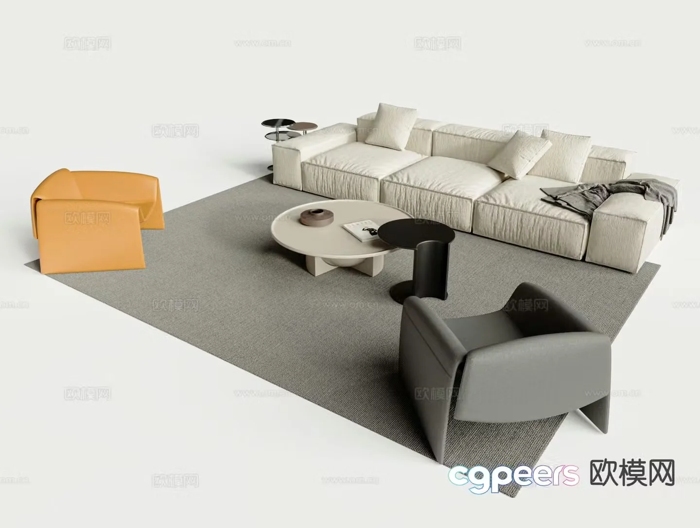 Modern sofa combination sofa coffee table combination 3d model
