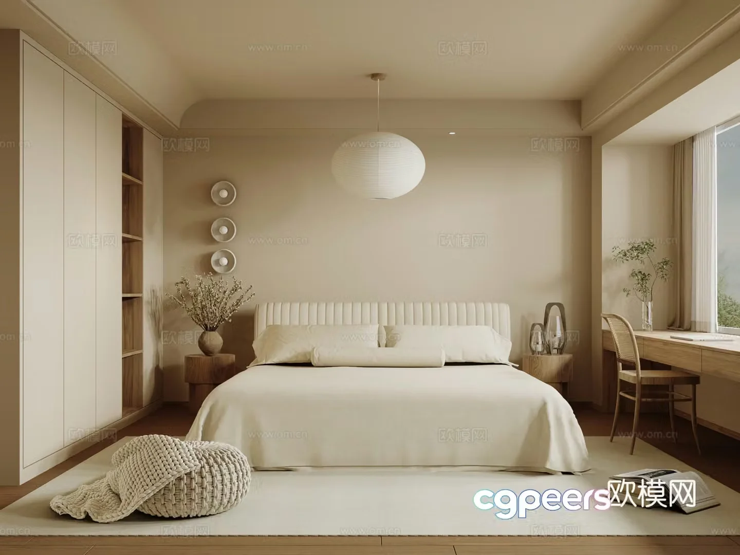 Creamy Bedroom Master Bedroom 3D Model