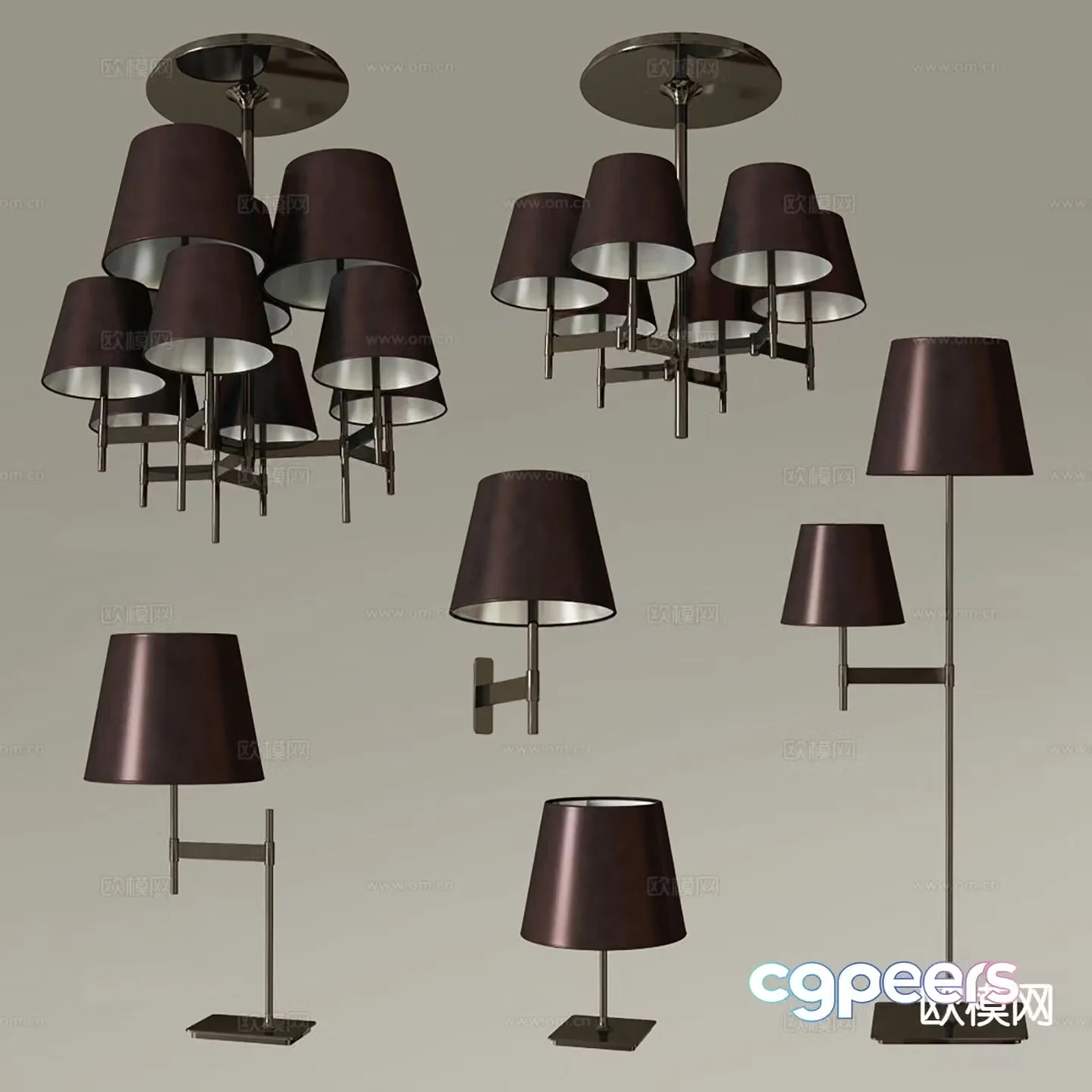 Modern multi-head chandelier indoor chandelier 3d model