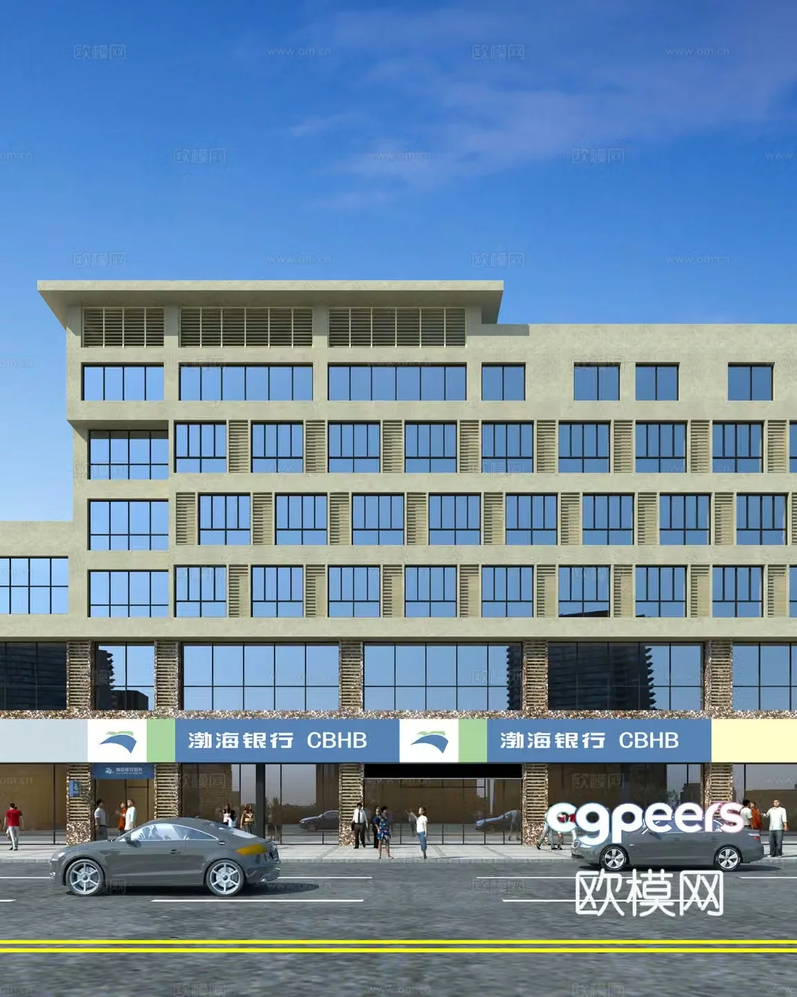 Bohai Bank facade 3D model