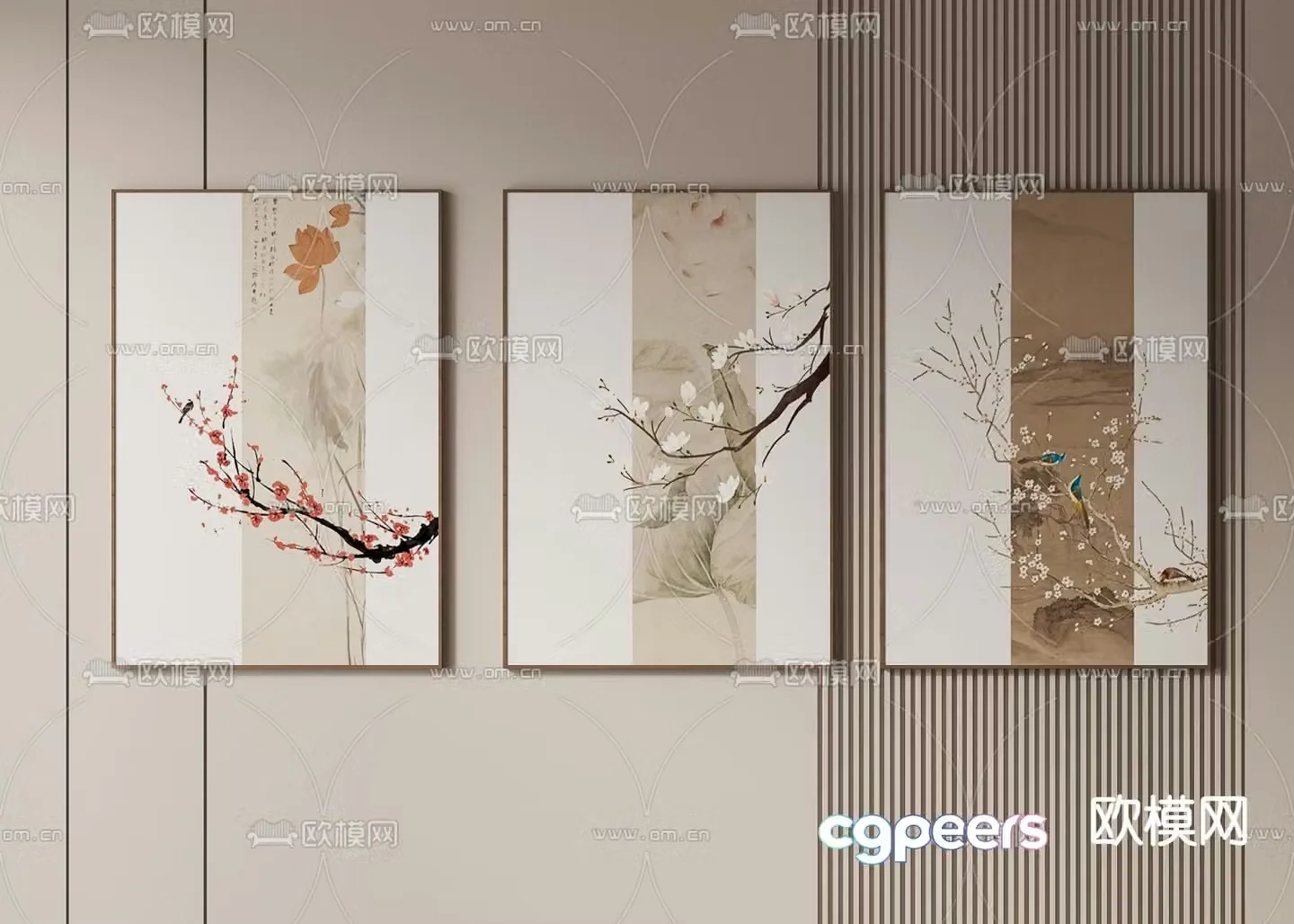New Chinese style decorative painting 3D model