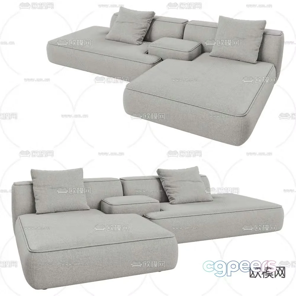 Beds one double sofa 3d model