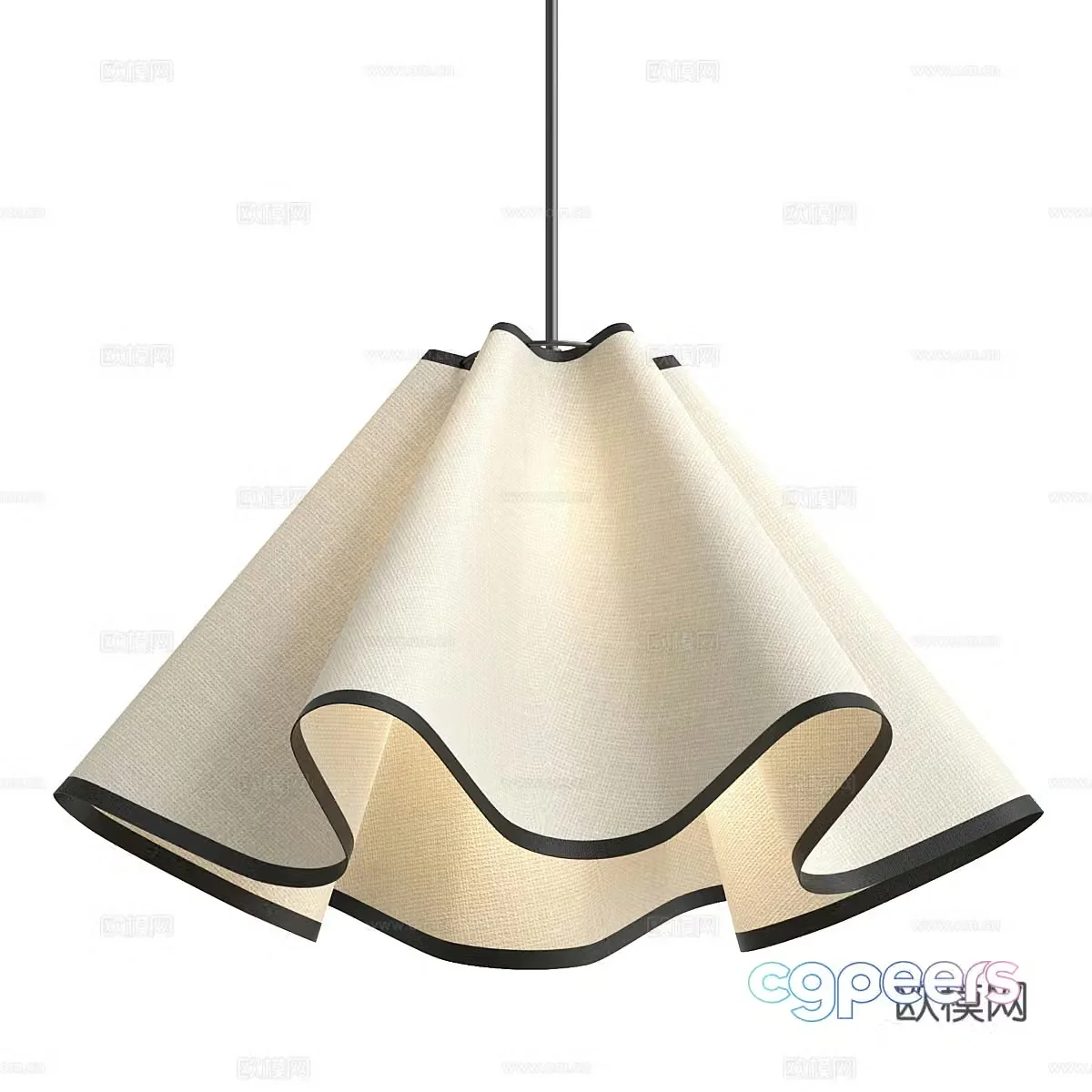 New Chinese style Wasabi fabric retro style chandelier 3d model