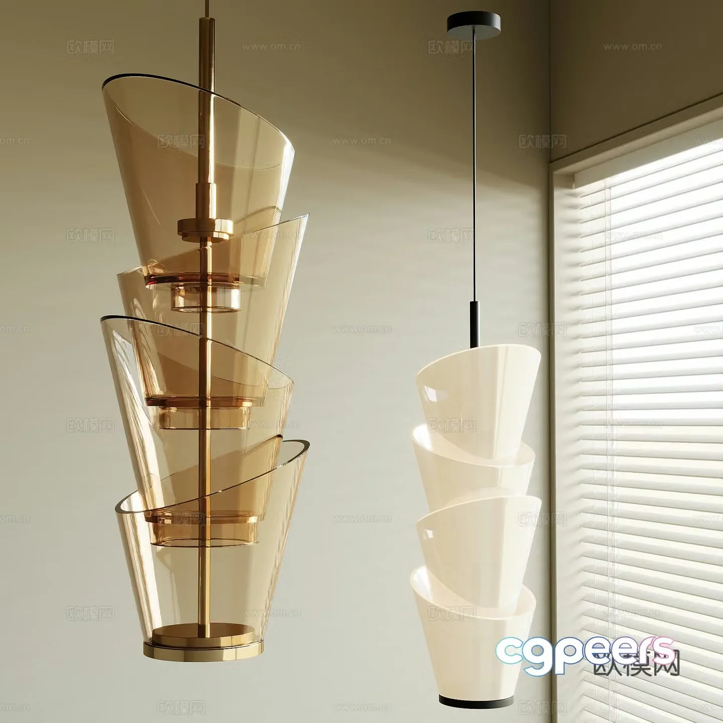 Modern glass chandelier 3d model