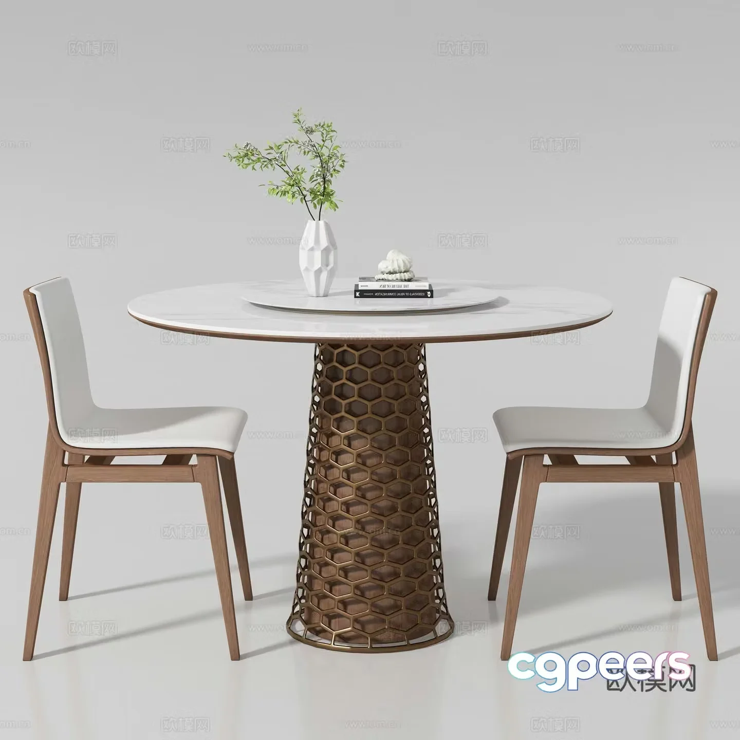 Modern dining table and chair 3d model