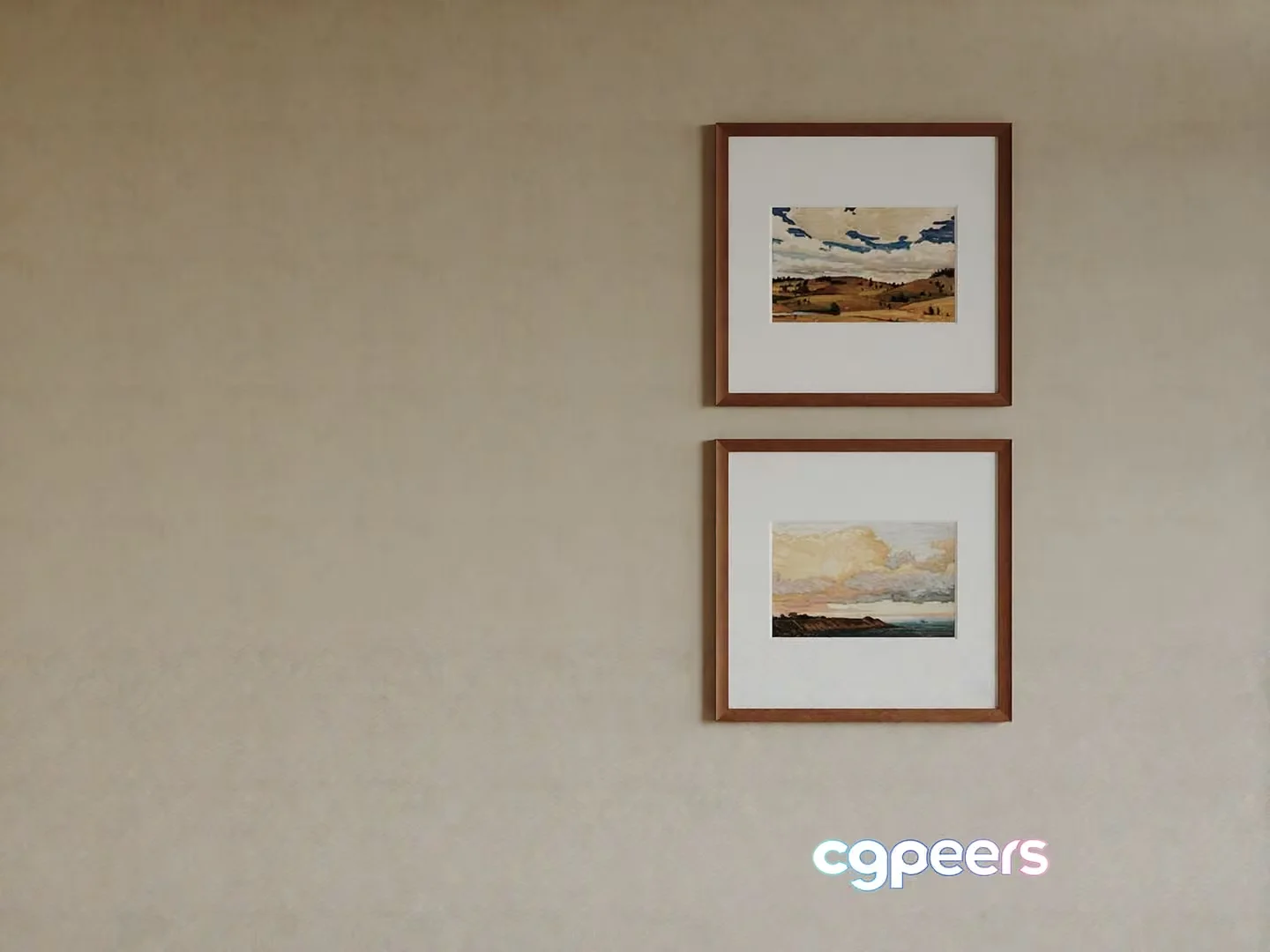 Two Framed Landscape Paintings 3D Model – 2473 – CORONA Render