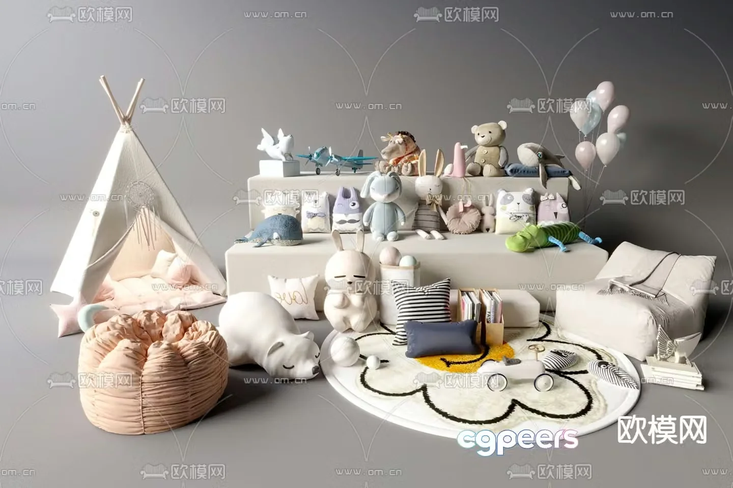 Plush toys dolls tent 3d model
