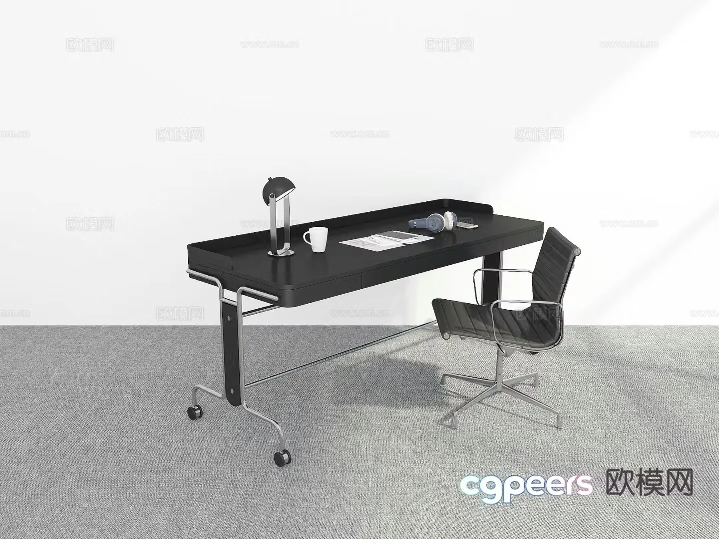 modern desk desk 3d model