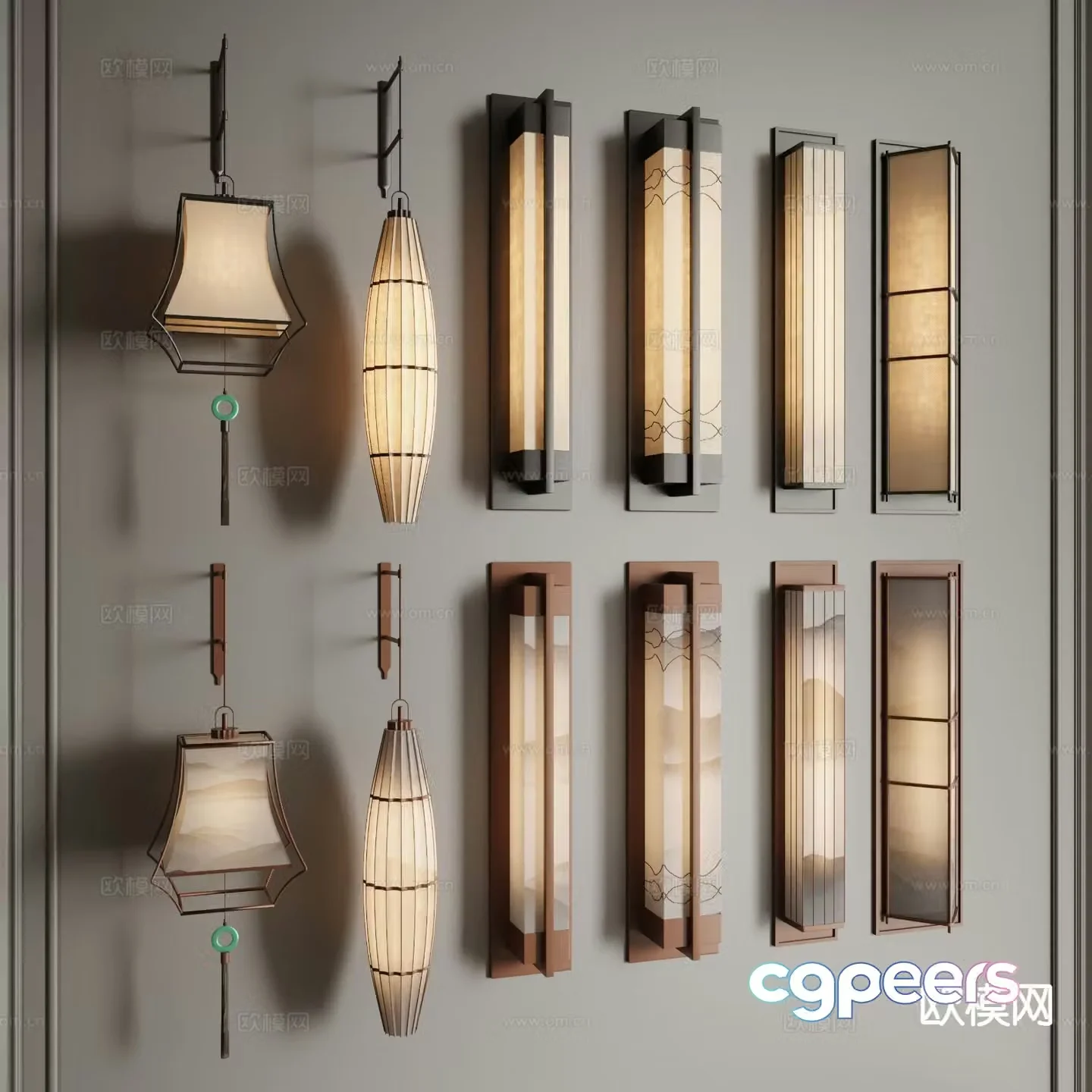 New Chinese style wall lamp marble wall lamp 3d model