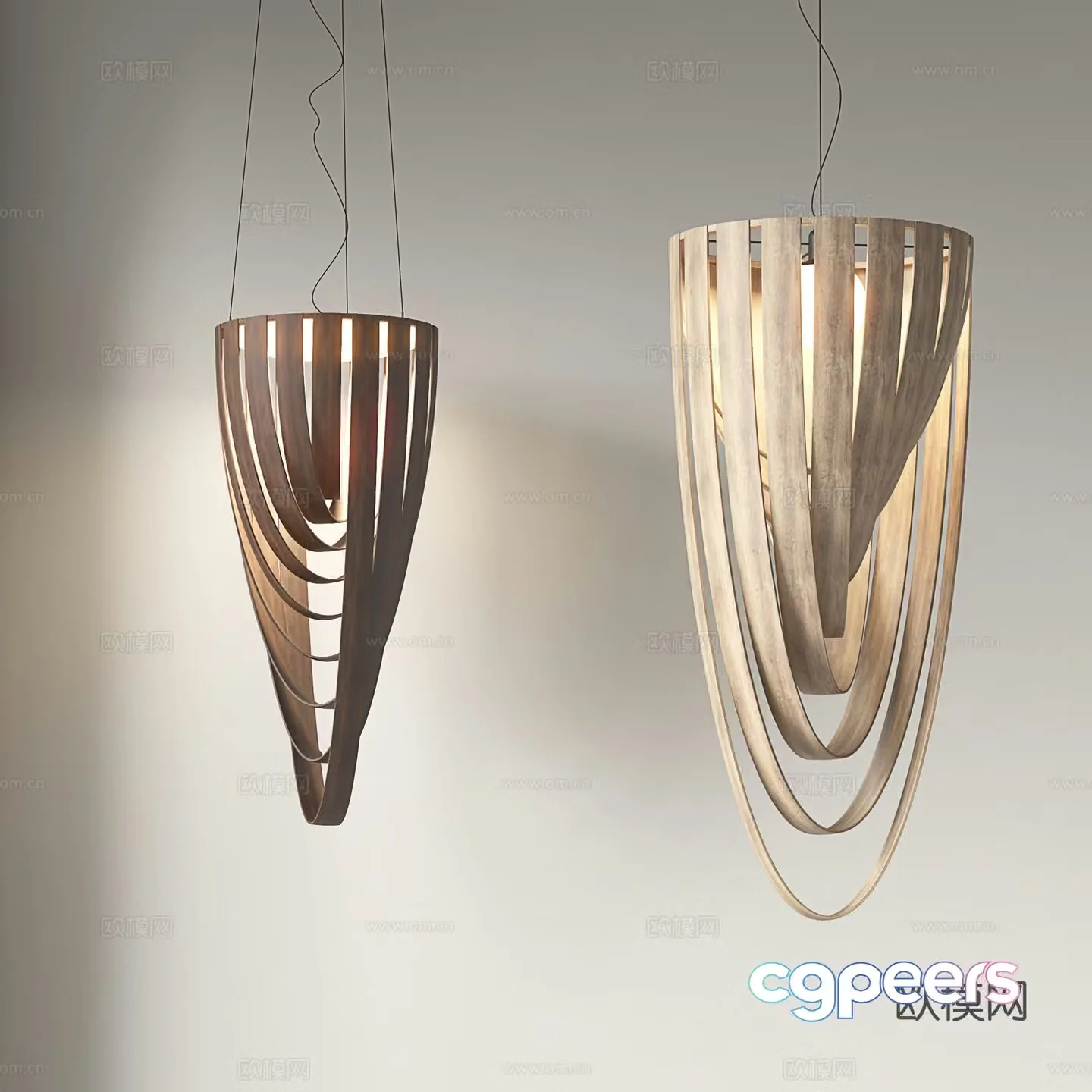 Wabi-sabi style chandelier log chandelier lobby chandelier 3D model
