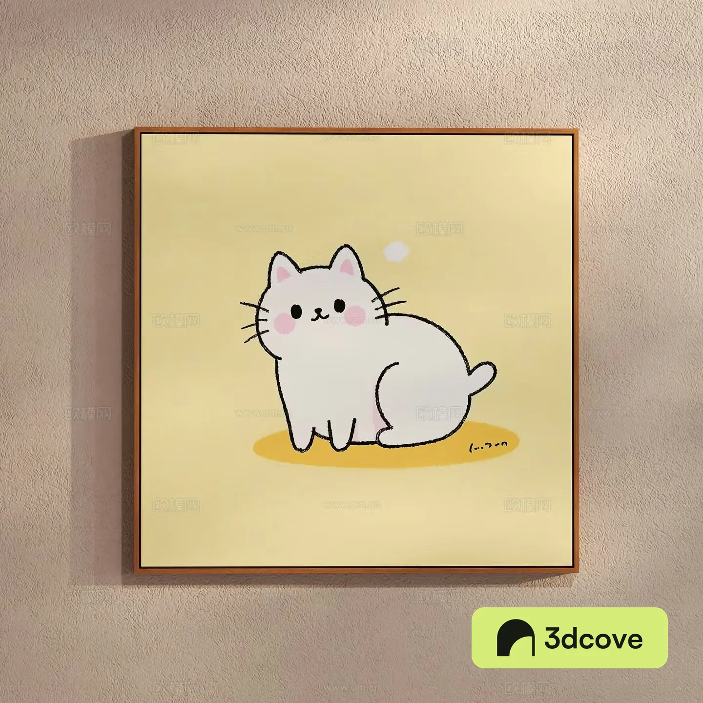 Creamy style simple cat painting children’s hanging painting