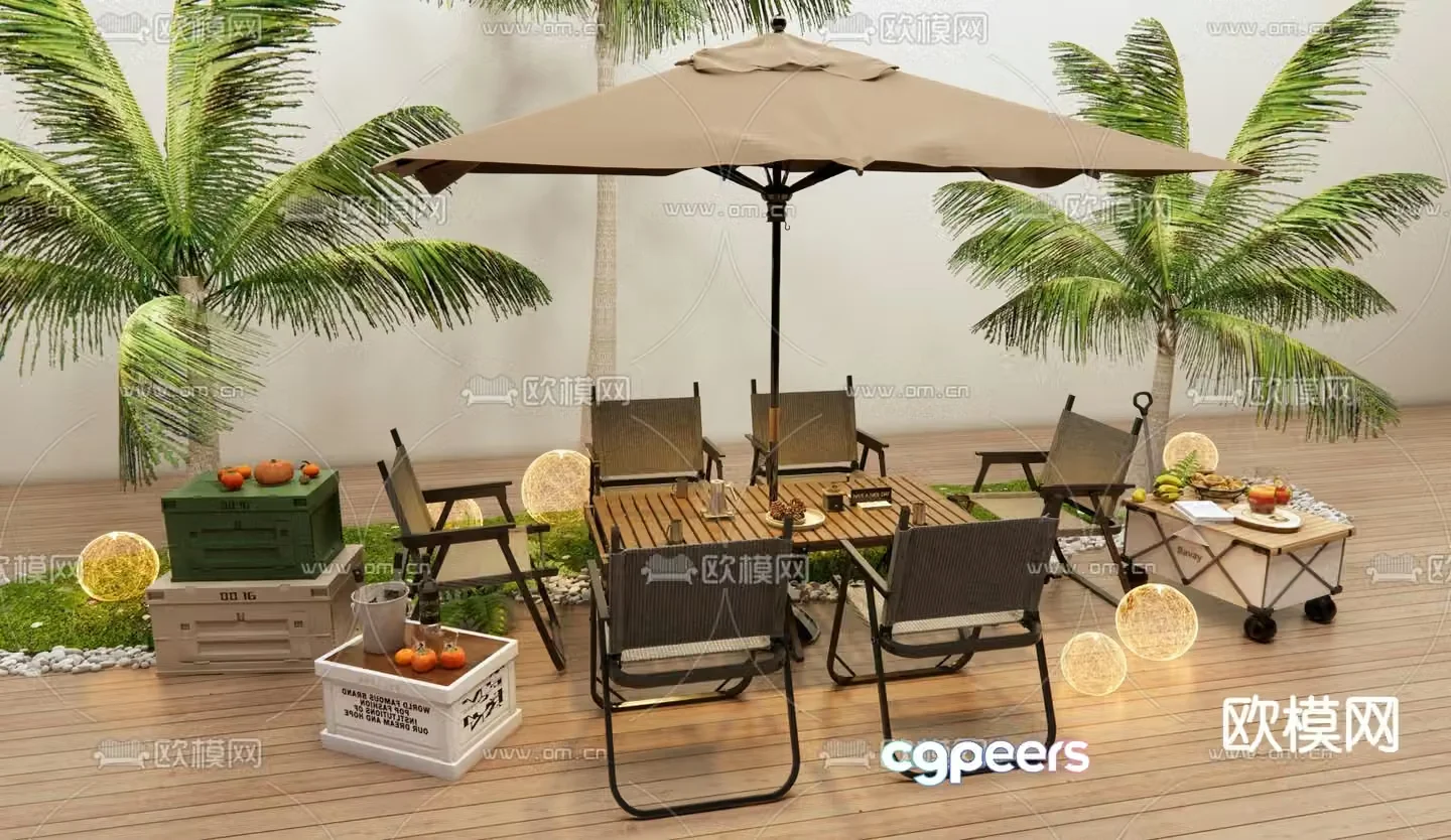 Outdoor table and chairs camping swing 3d model