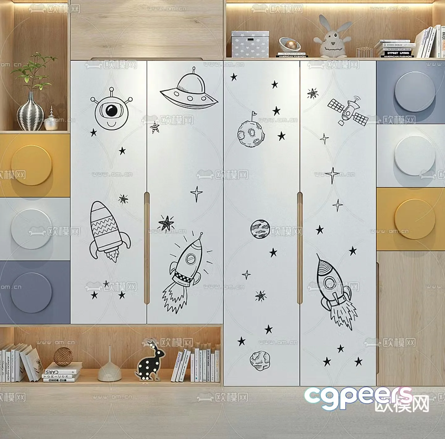 Modern children’s wardrobe 3d model