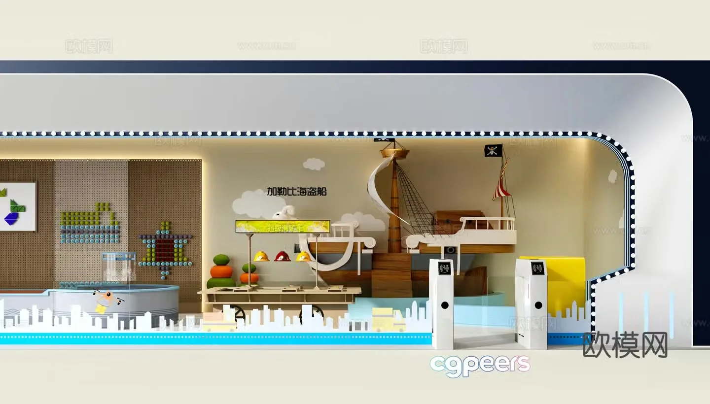 Modern children’s ocean treasure park play area 3D model
