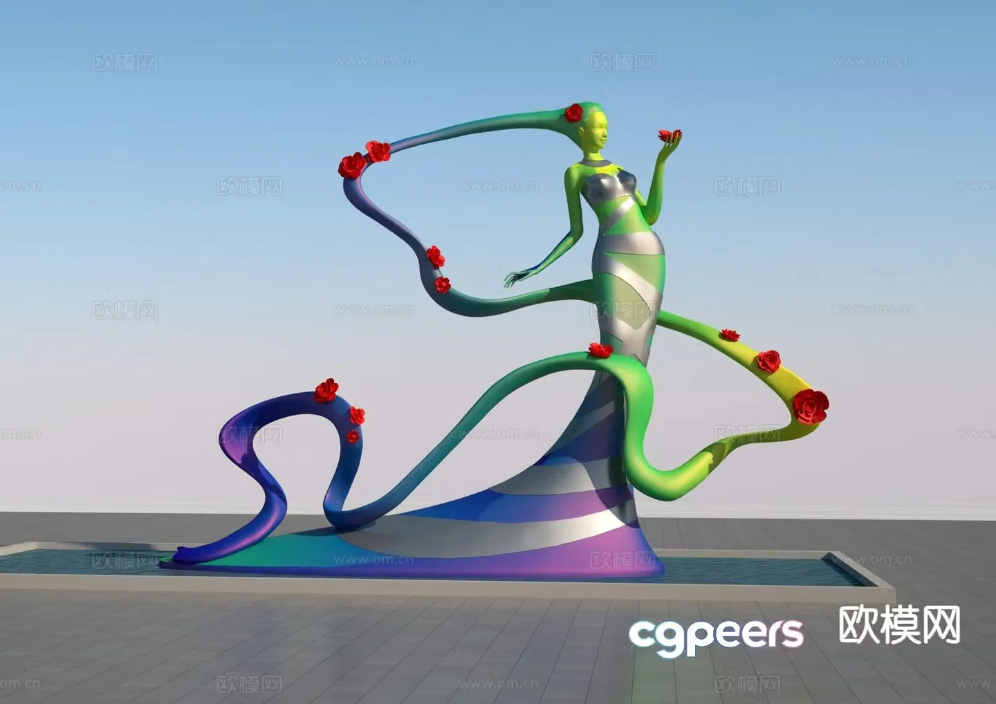 Modern flower fairy sculpture 3d model