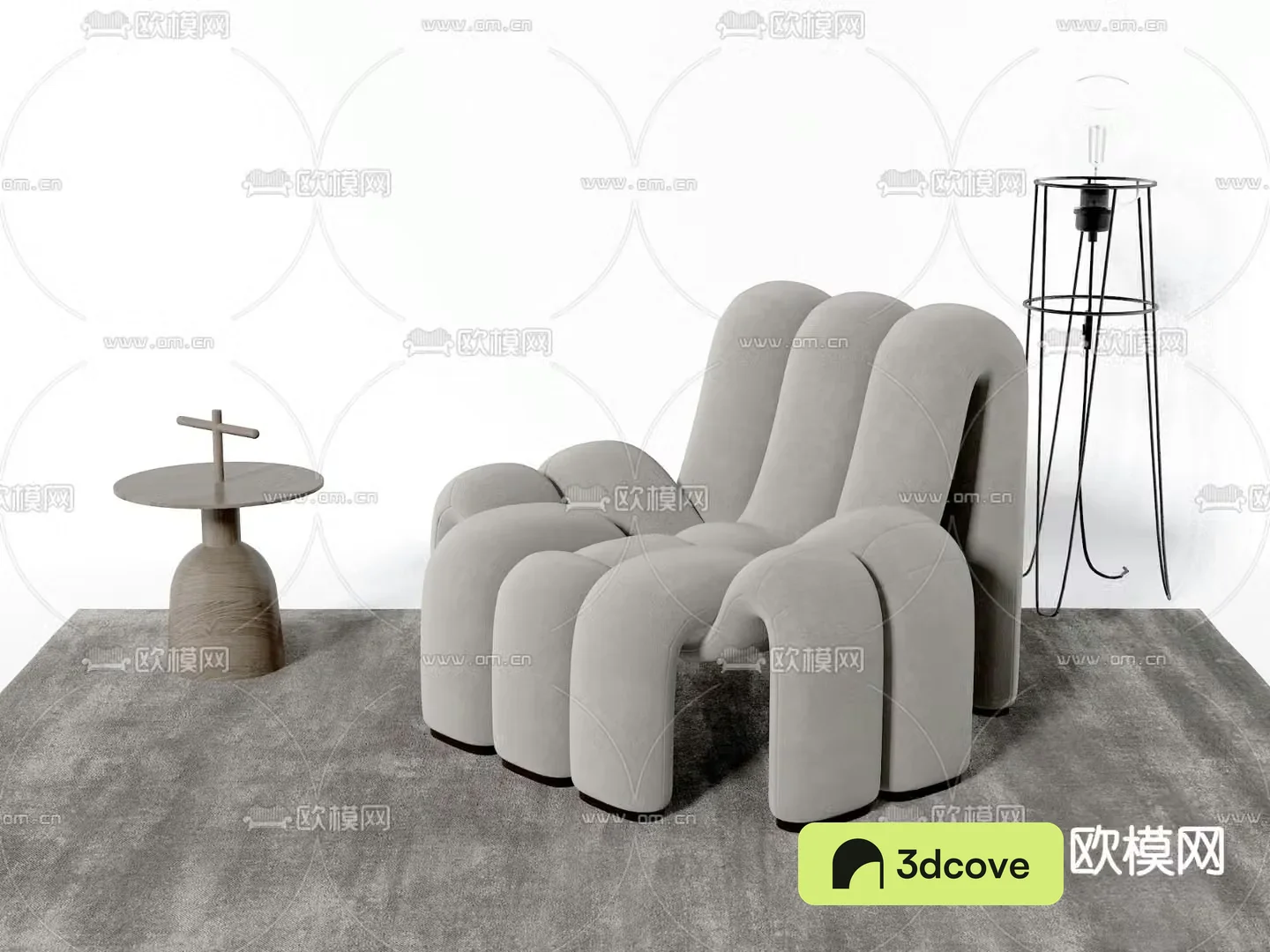 High-end gray leisure chair table