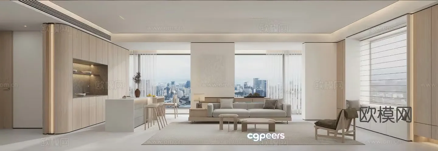 New Chinese style living and dining room 3D model