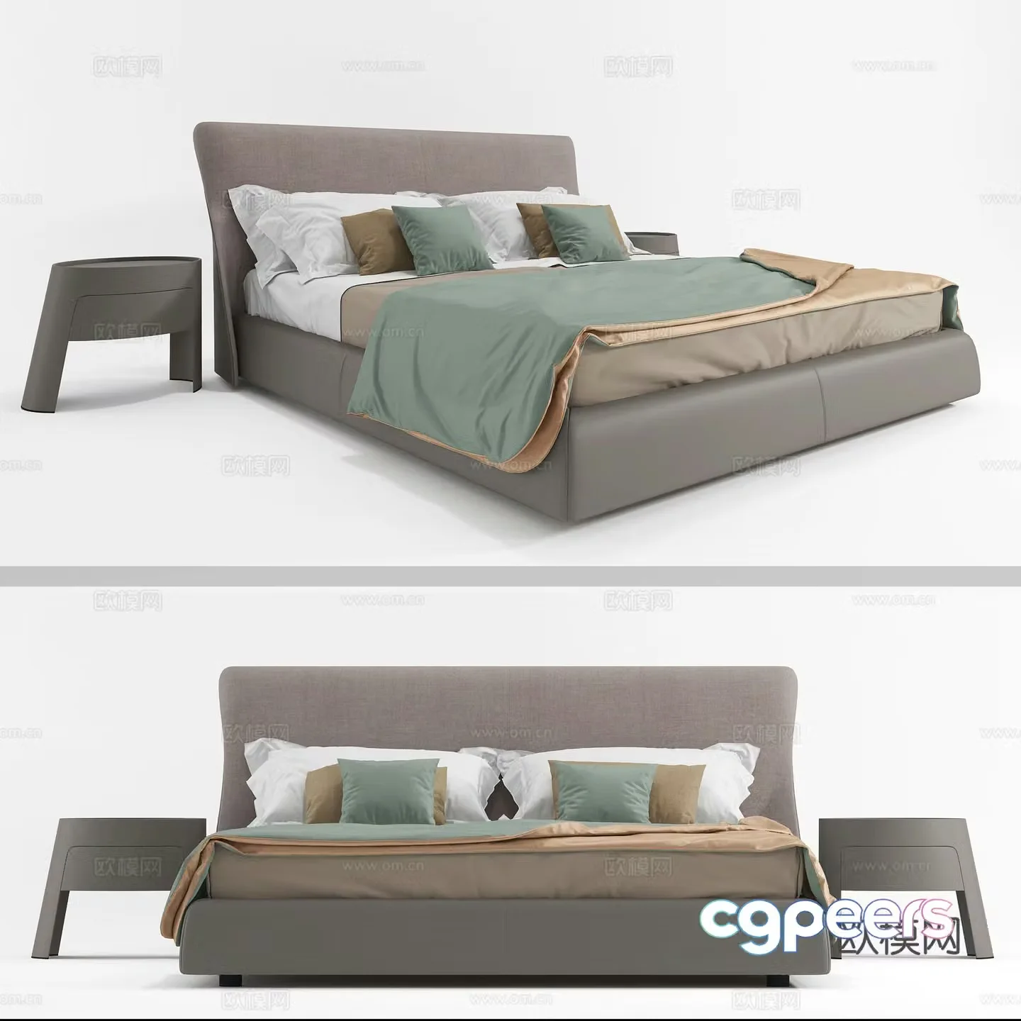 Modern double bed Double bed Bed nightstand Bed bed back Simple double bed Modern bed 3d model