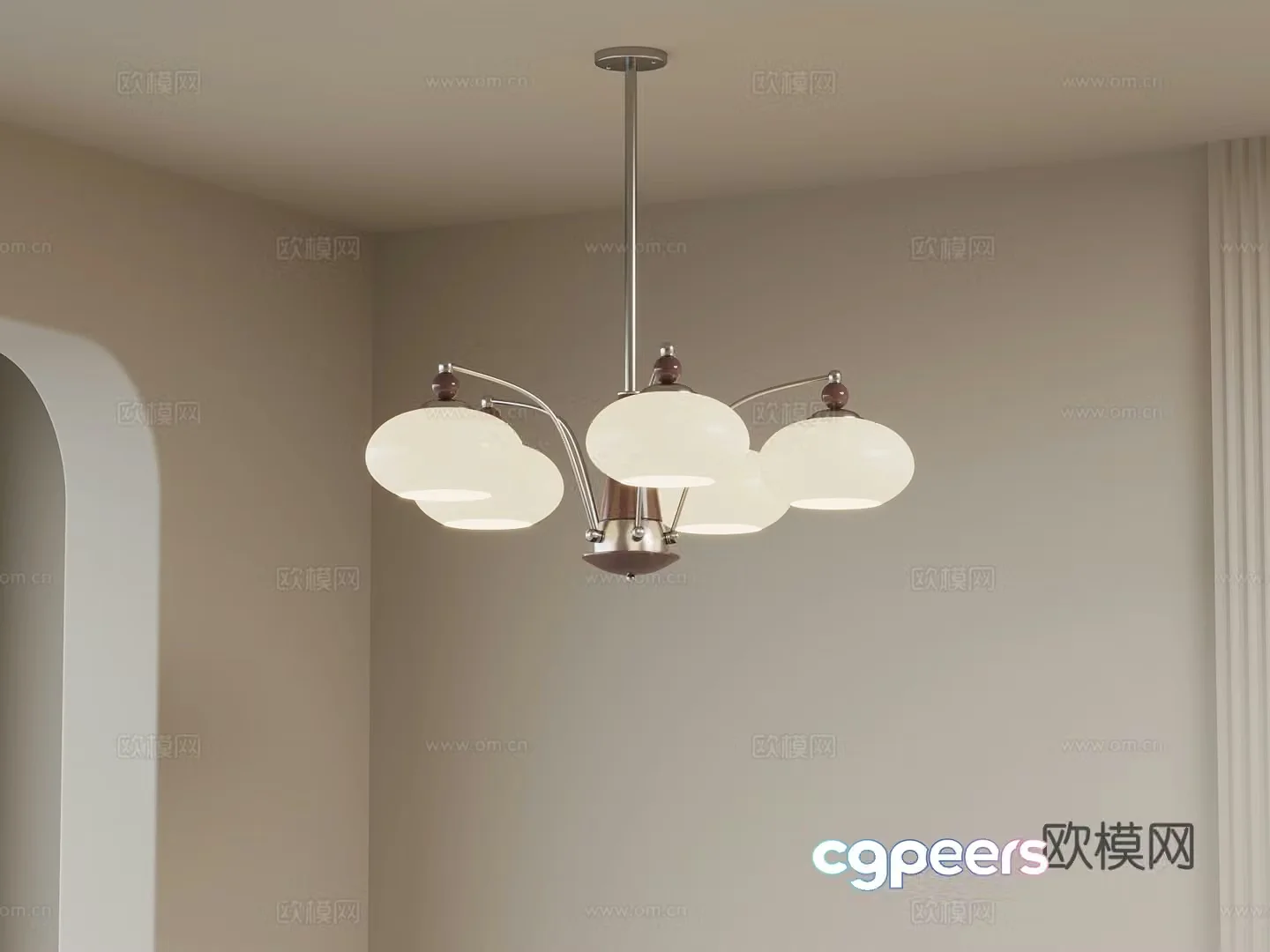 Nordic retro living room chandeliers 3d model