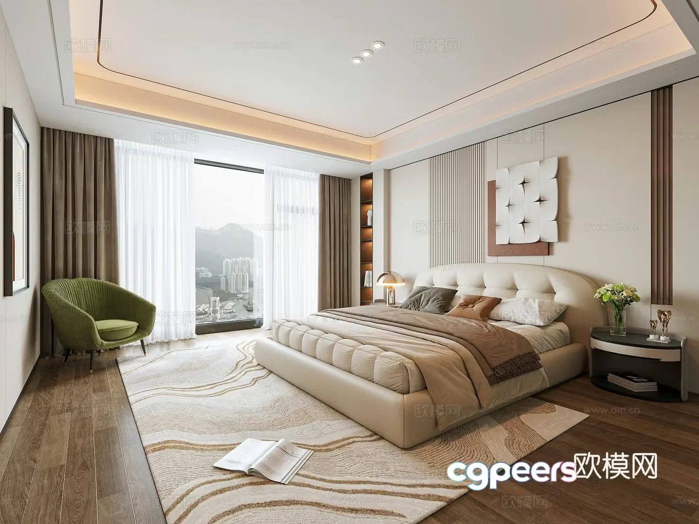 Modern light luxury bedroom 3d model