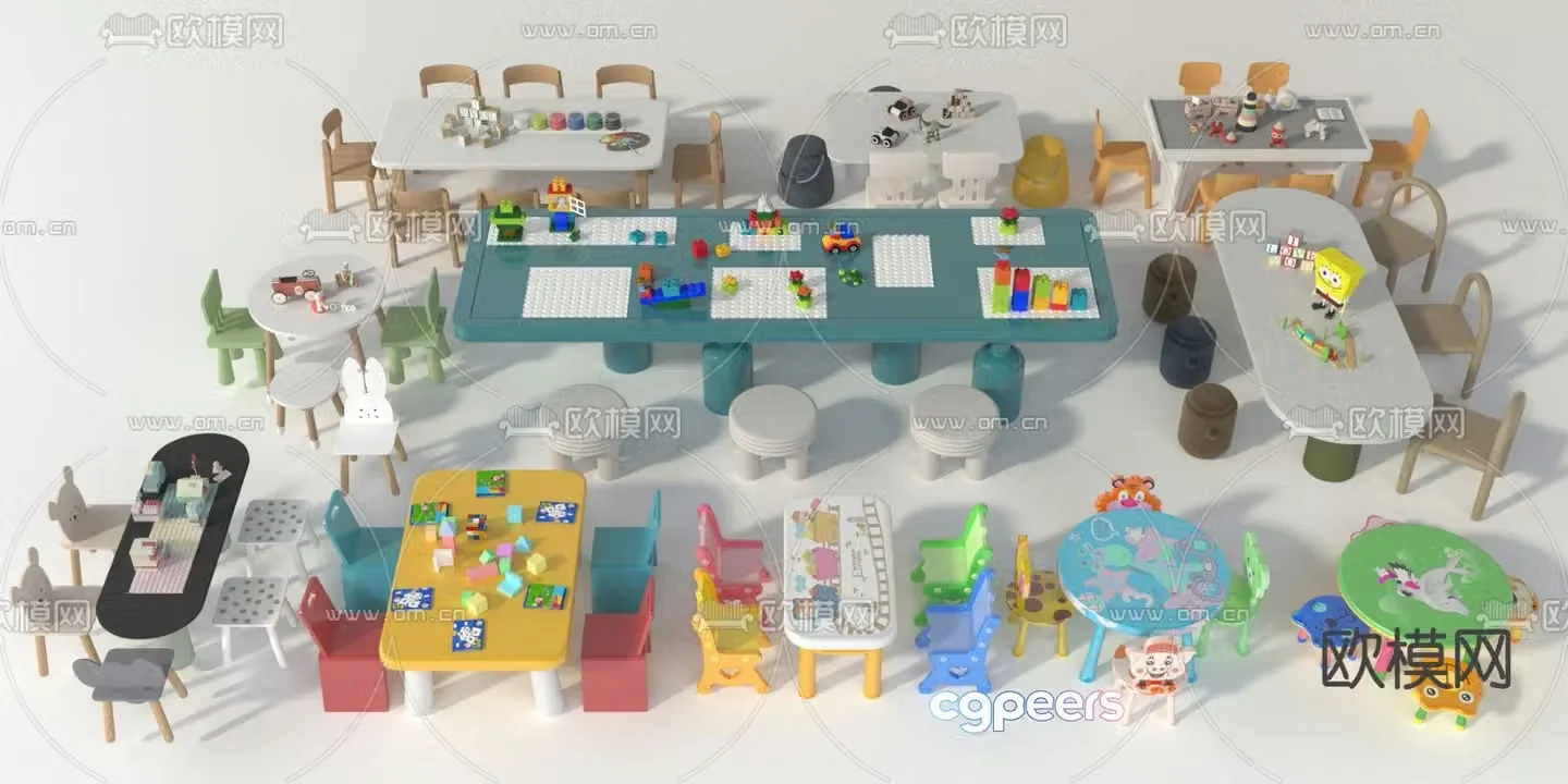 Children’s table and chair 3d model