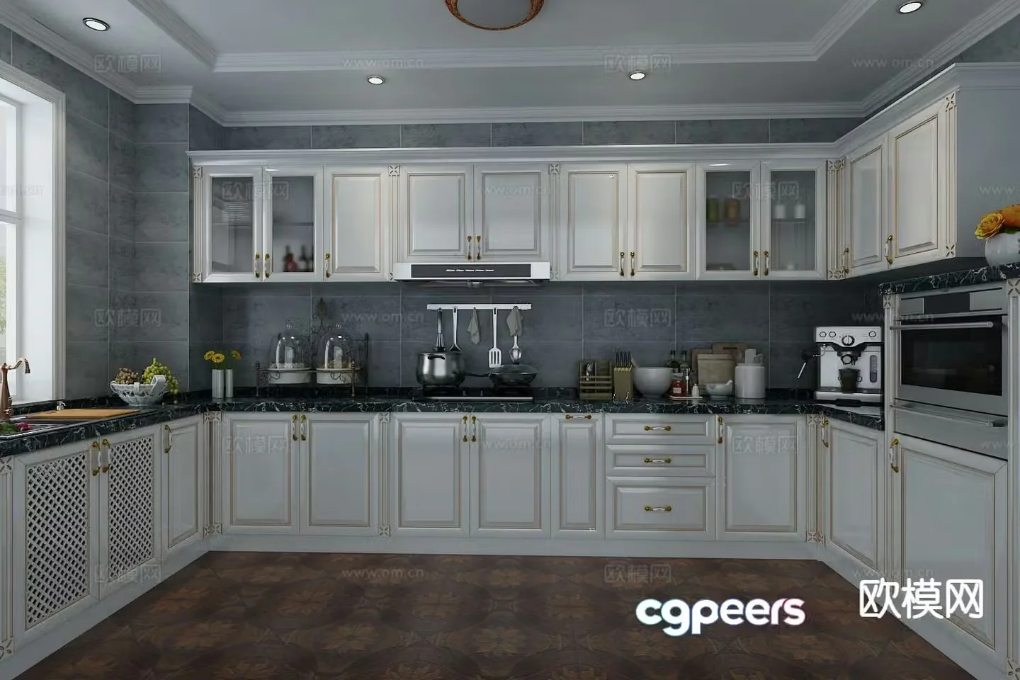 European classical kitchen 3d model