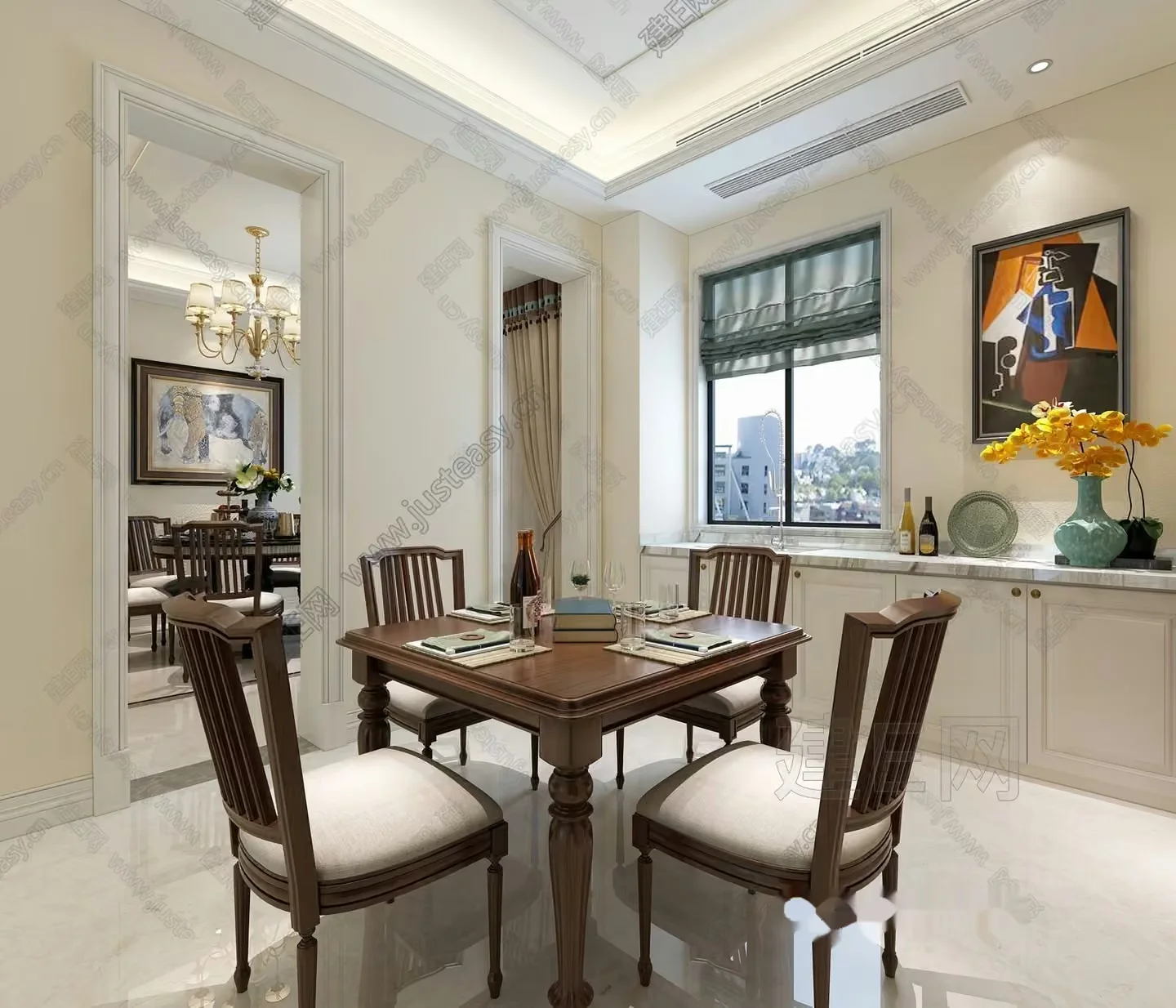 Modern Dining Room 3D Model – 8596 – VRAY Render