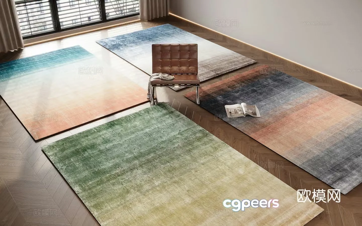 Simple carpet square carpet foot pad 3d model