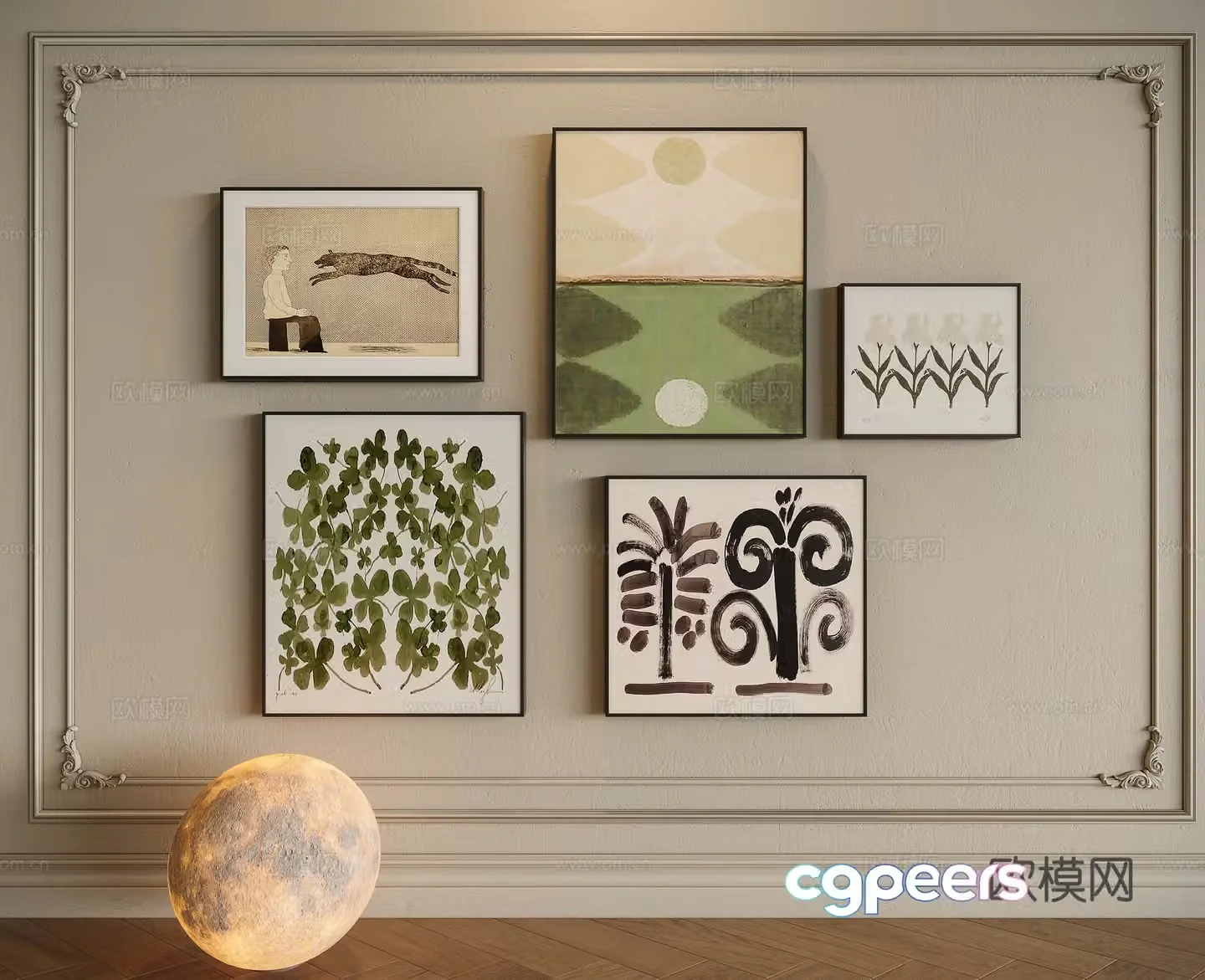 Modern medieval combination decorative painting 3d model