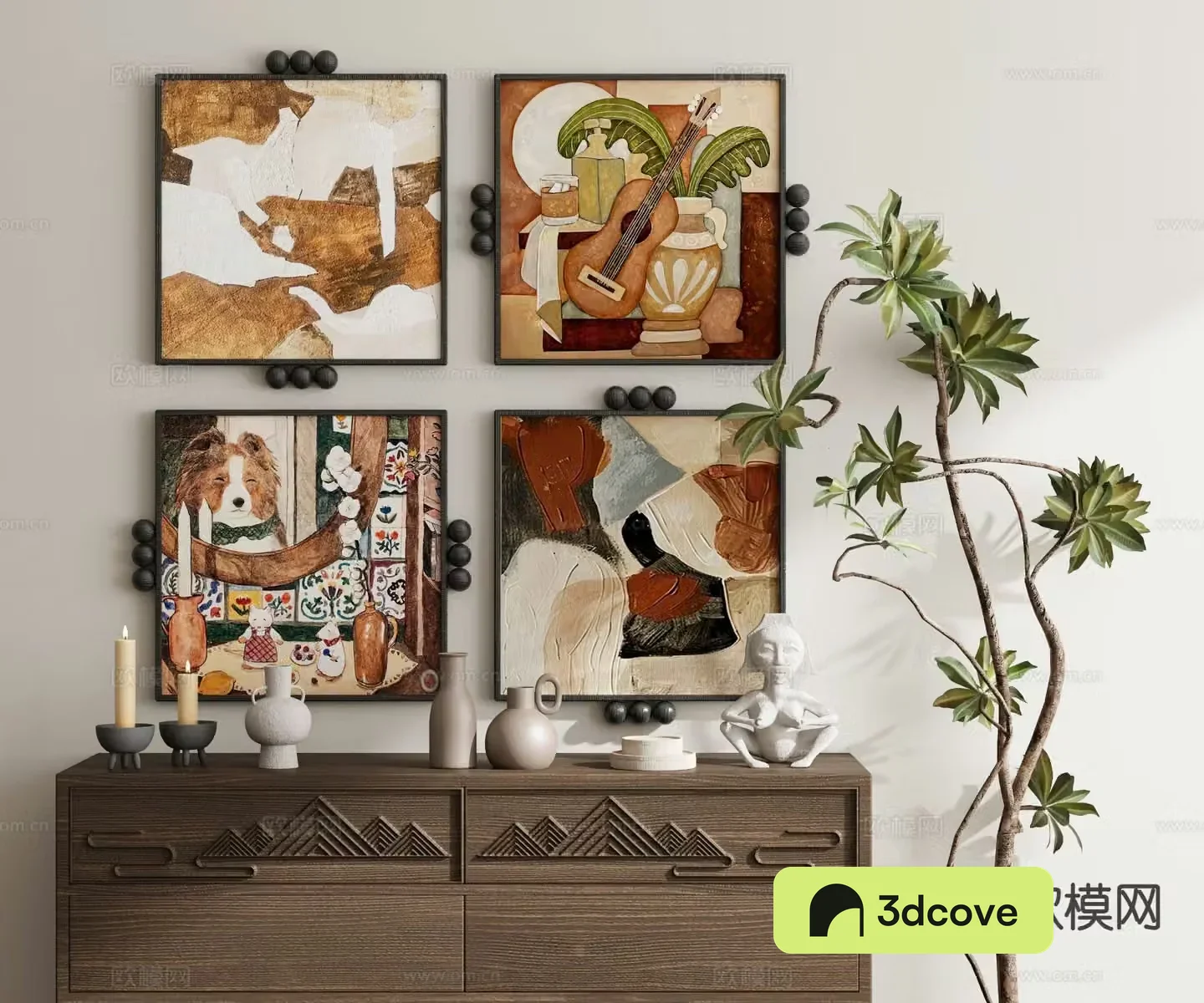 Medieval style hanging painting retro painting geometric painting combination painting