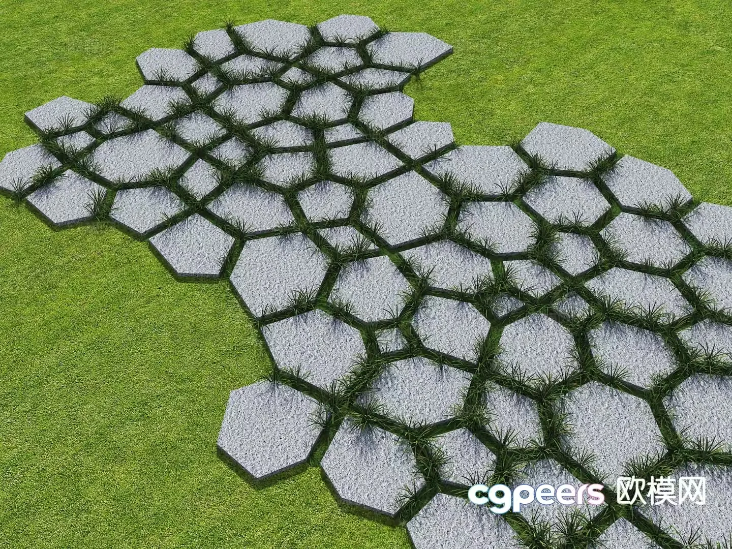 Bluestone Slab Broken Garden Road Tingbu 3D Model