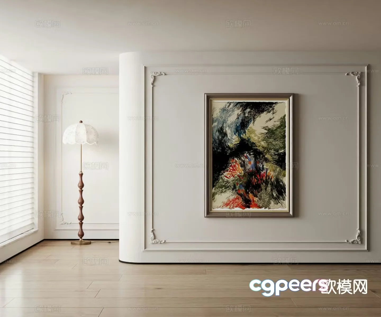 American decorative painting abstract oil painting 3d model