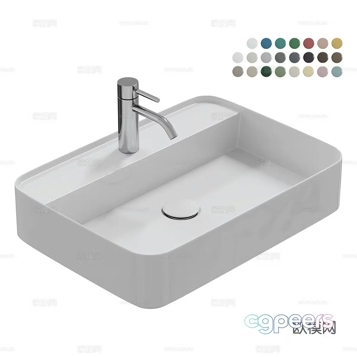 Modern ceramic washbasin 3d model