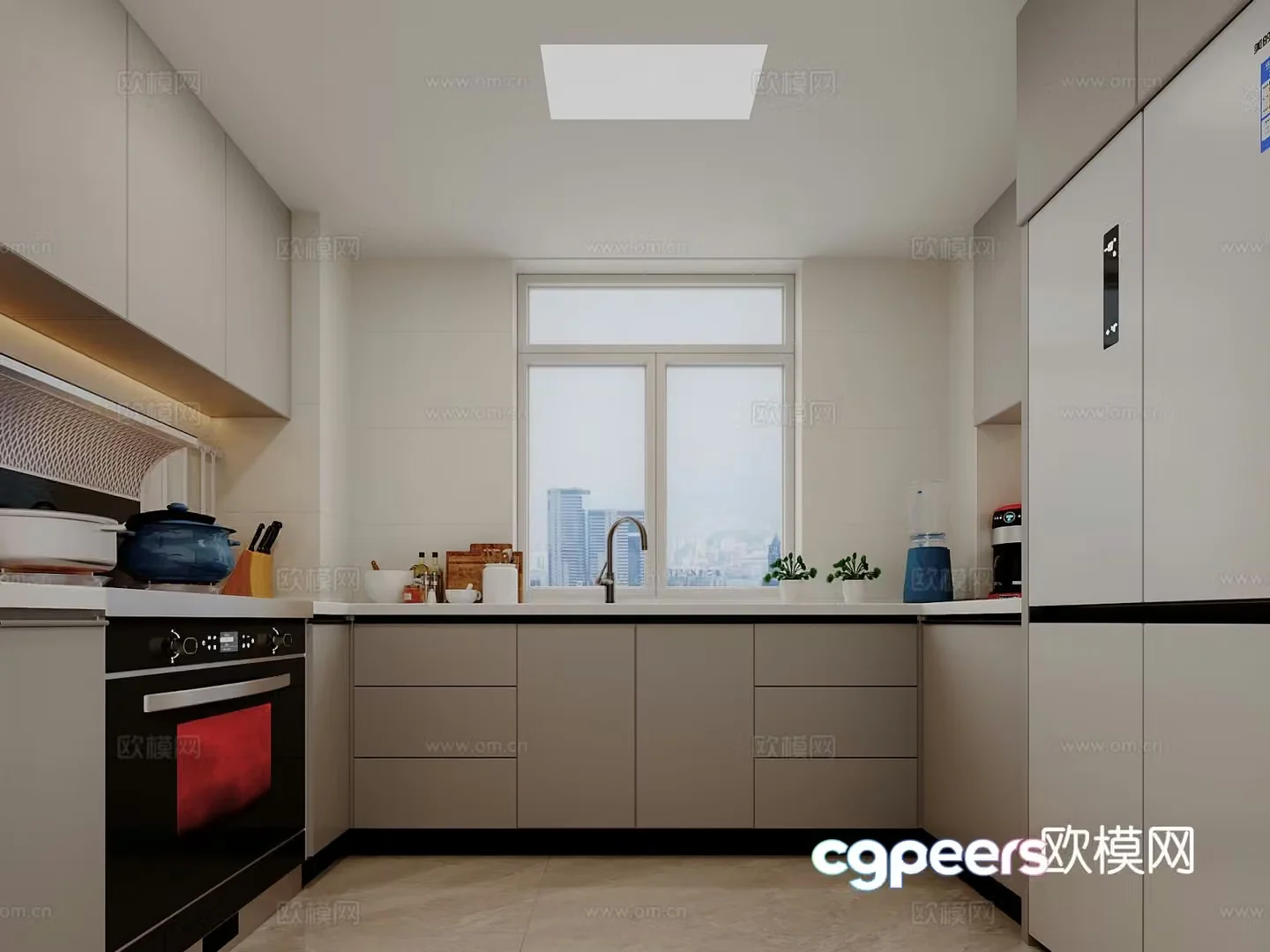 modern kitchen cabinet 3d model