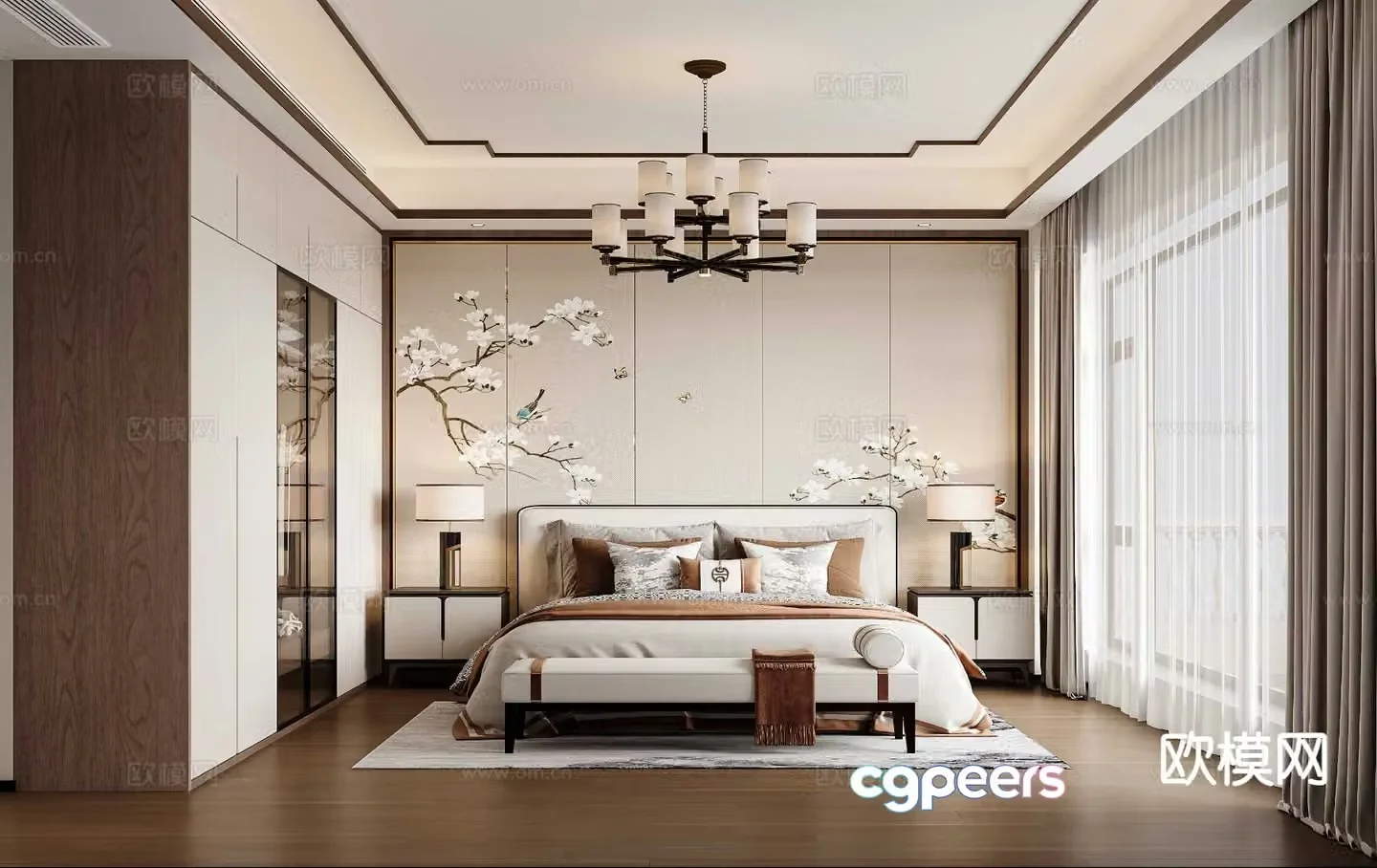 New Chinese style bedroom 3d model