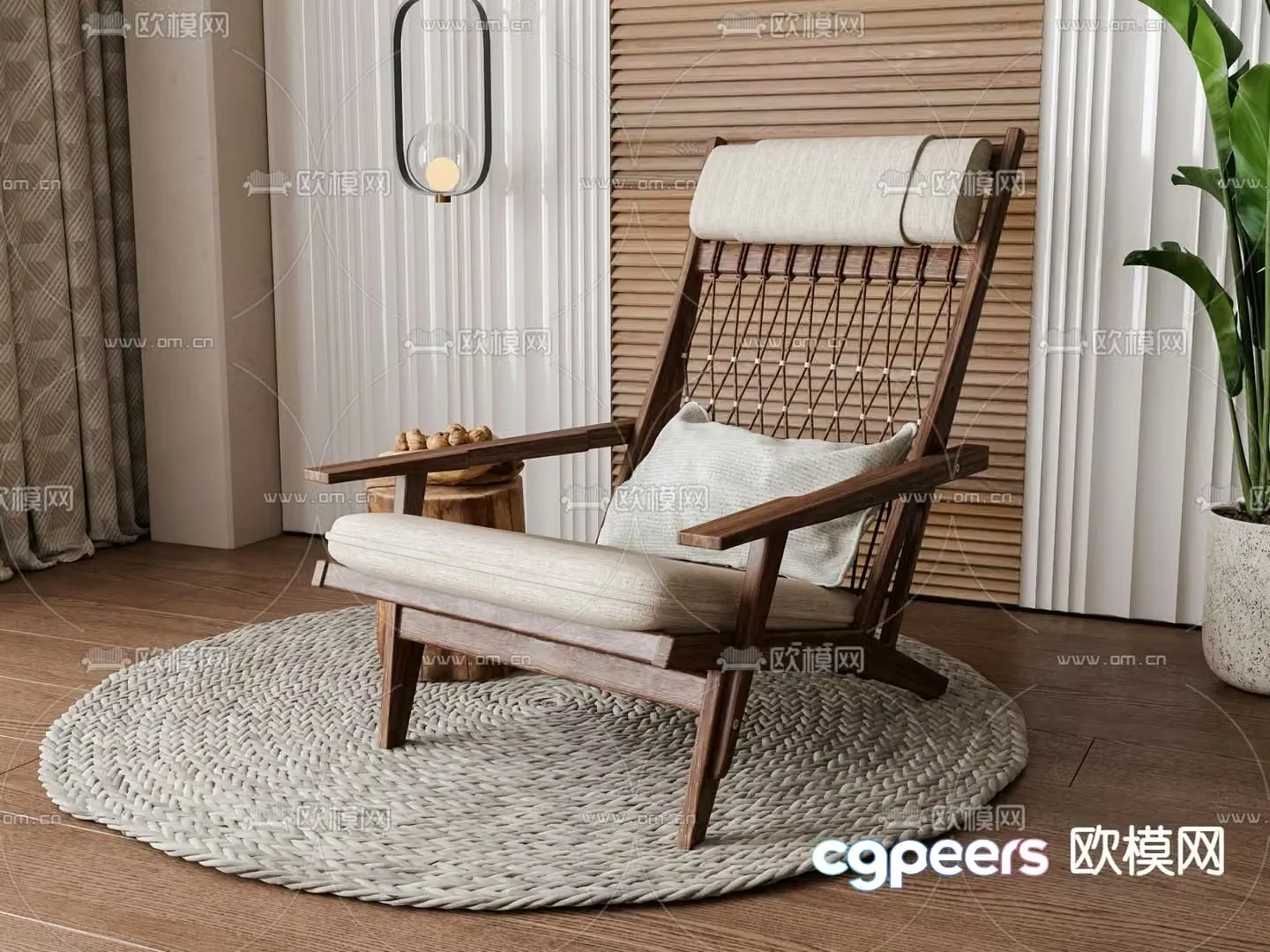 Wabi-sabi chair leisure chair 3d model