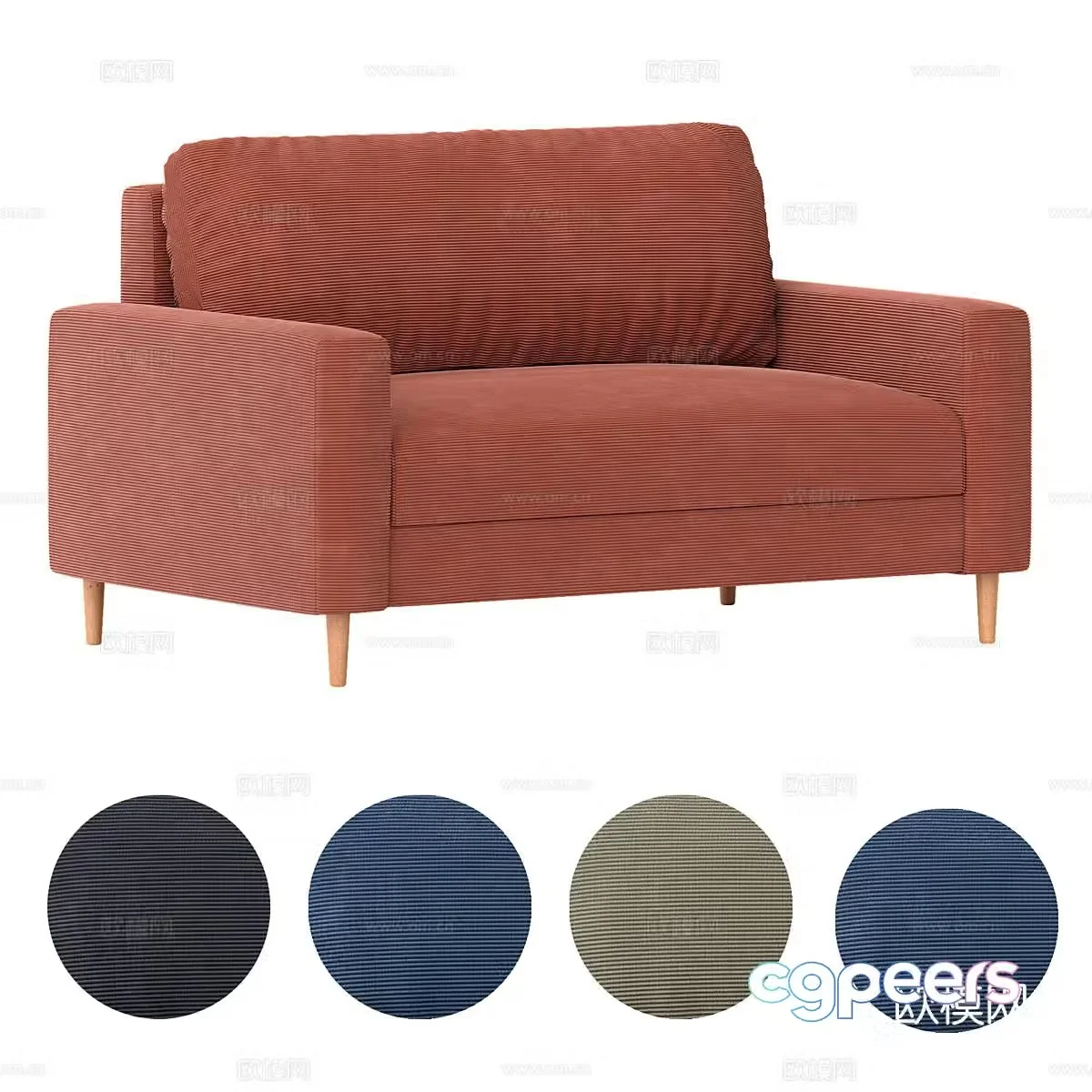 Double sofa upholstered sofa 3d model