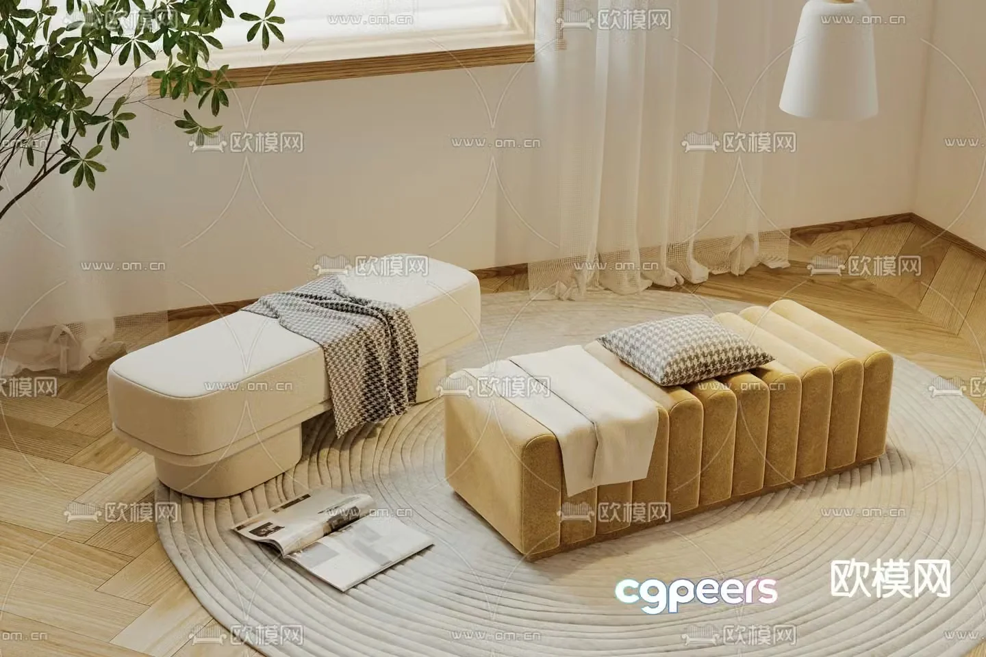 Bench shoe changing stool bed end stool stool sofa stool 3d model
