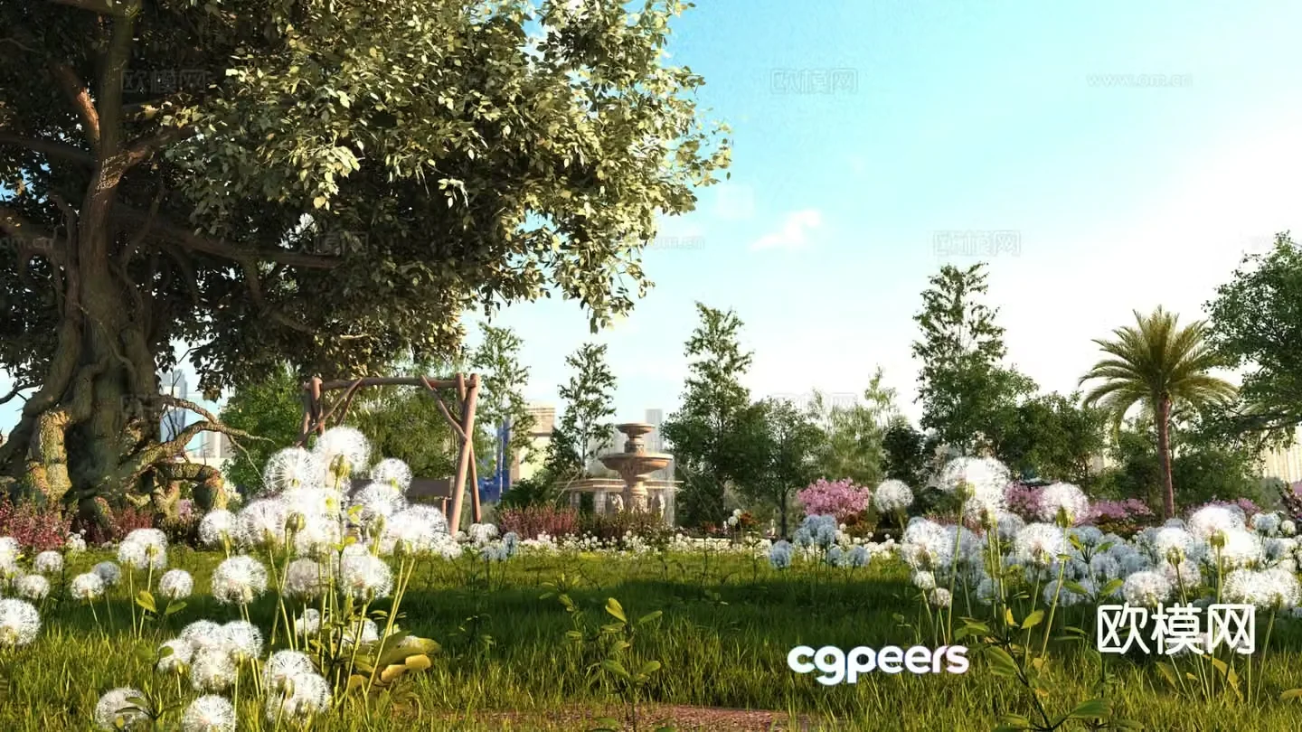 Modern park landscape 3d model