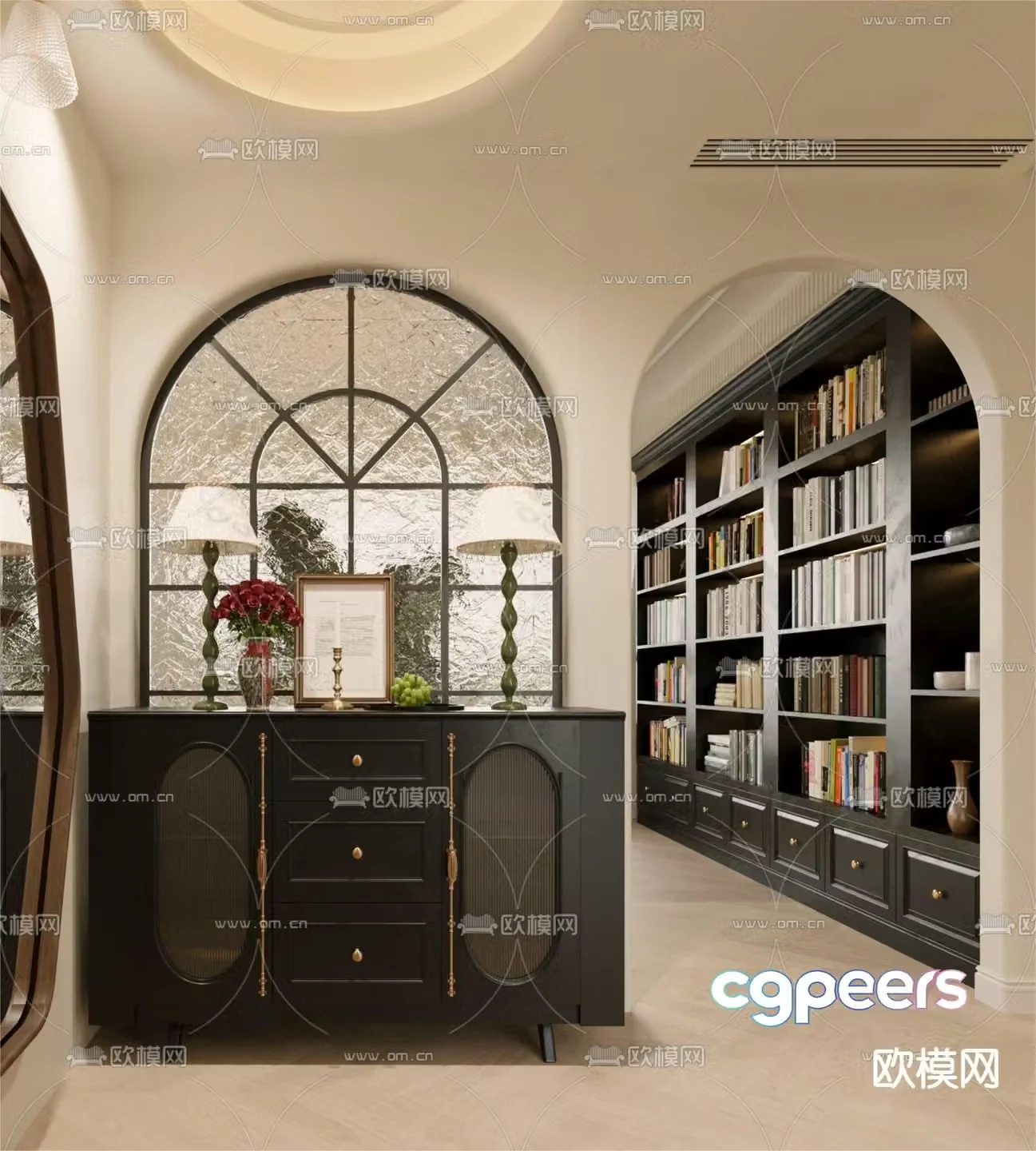French side cabinet entrance cabinet end view cabinet 3D model