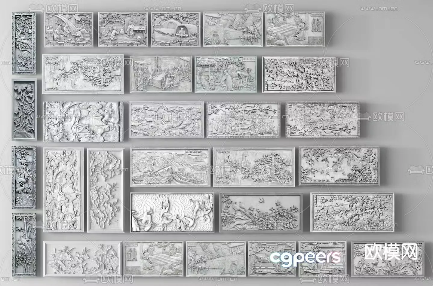 Chinese relief wall stone carving brick carving wall carving 3D model