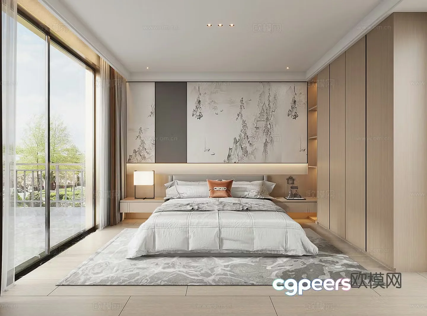 New Chinese bedroom 3D model