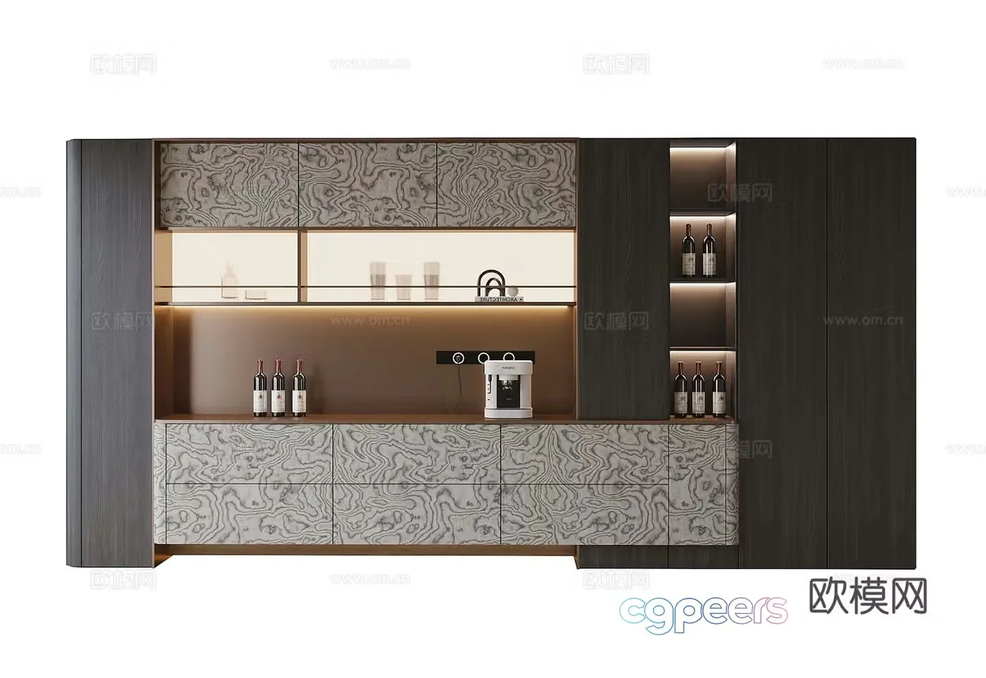 Modern wine cabinet sideboard 3D model