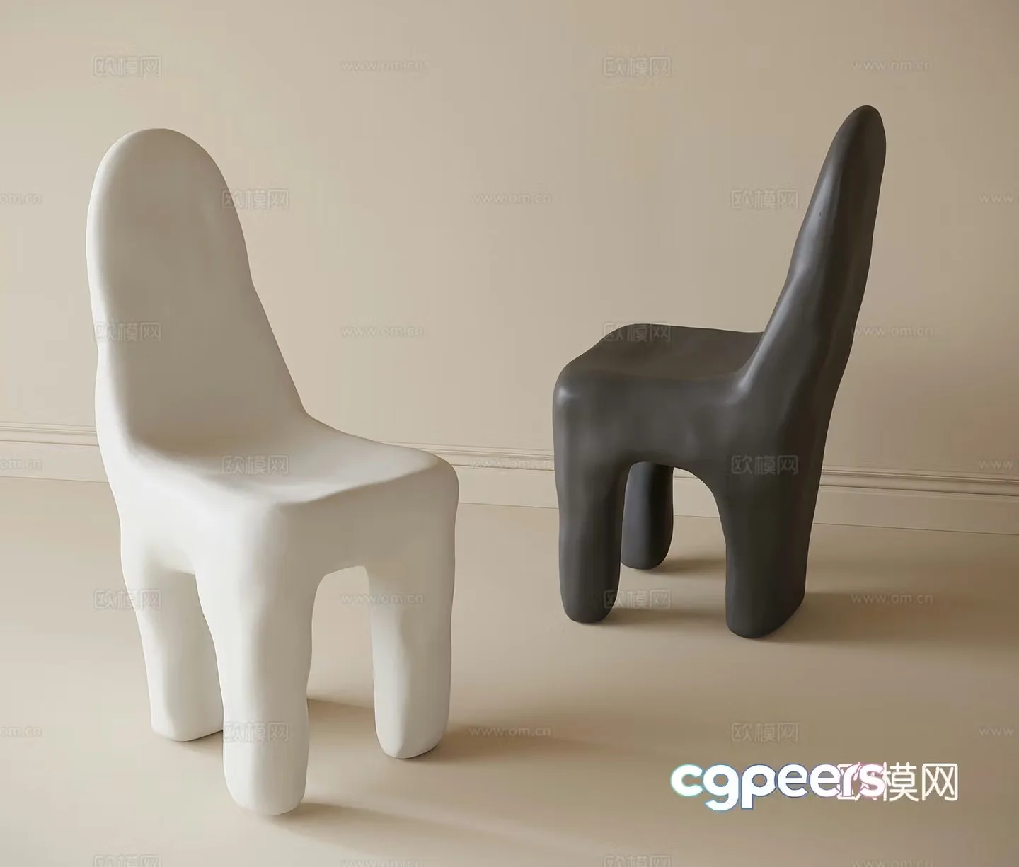Modern single chair dining chair book chair 3d model