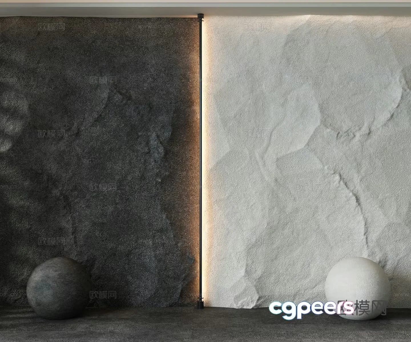 Modern stone wall background wall 3d model