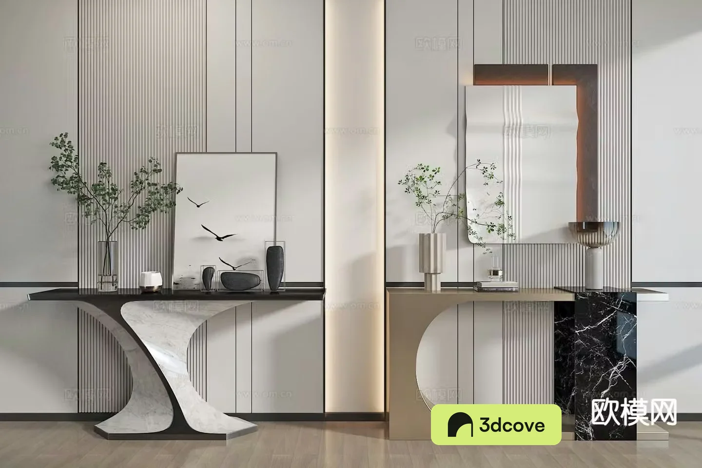 Modern entrance molding and viewing platform